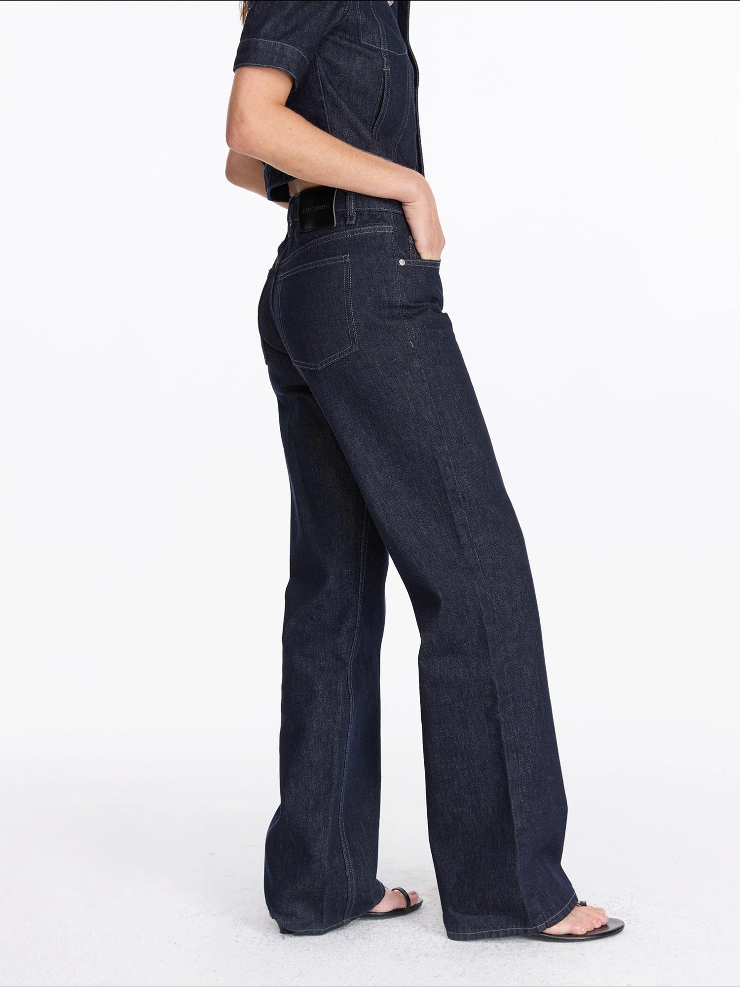 LYUOCHENG Vintage Washed Straight Leg Raw Denim Jeans