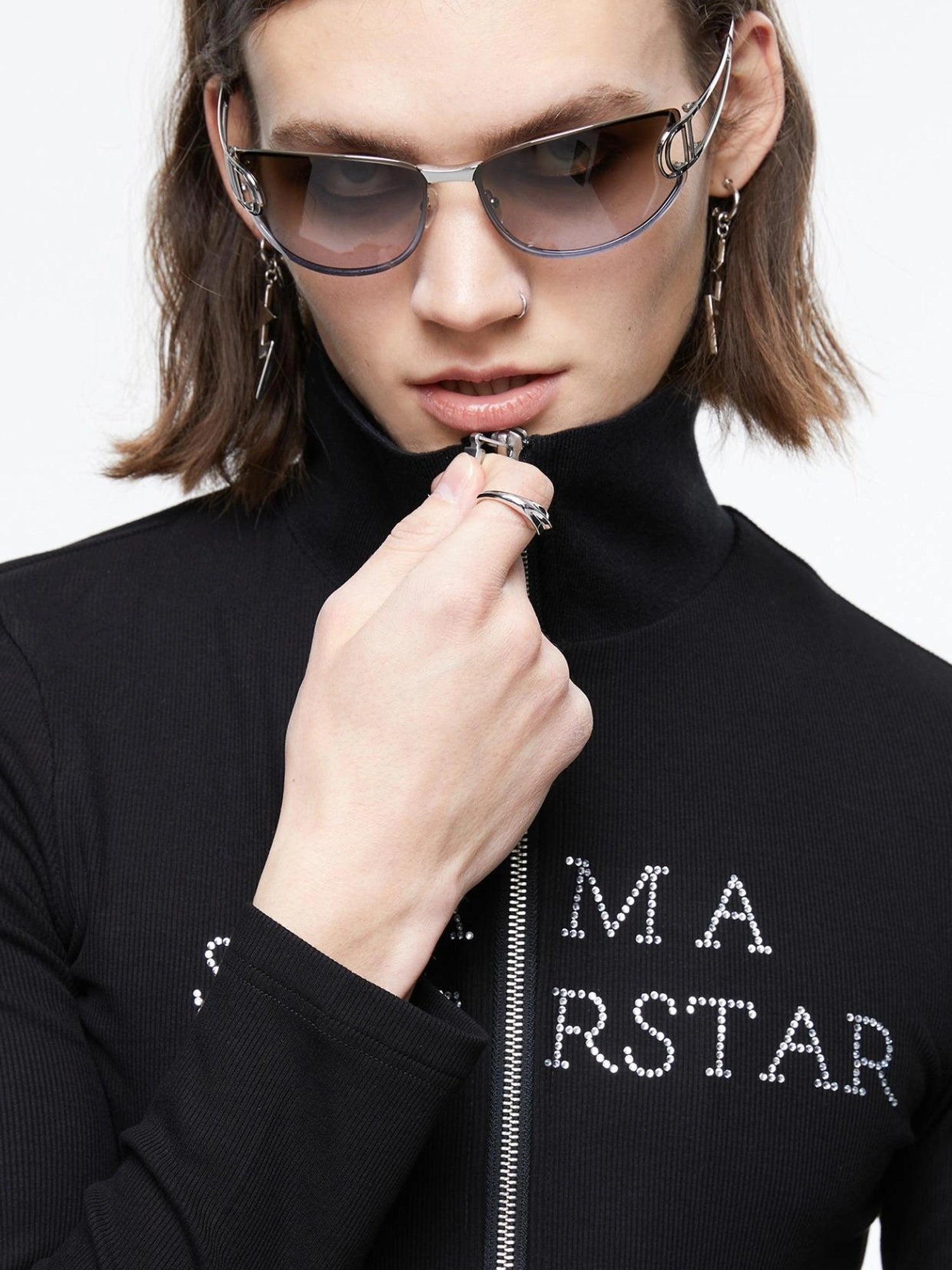 LYUOCHENG Viral Star Gem Silver Plated Adjustable Ring