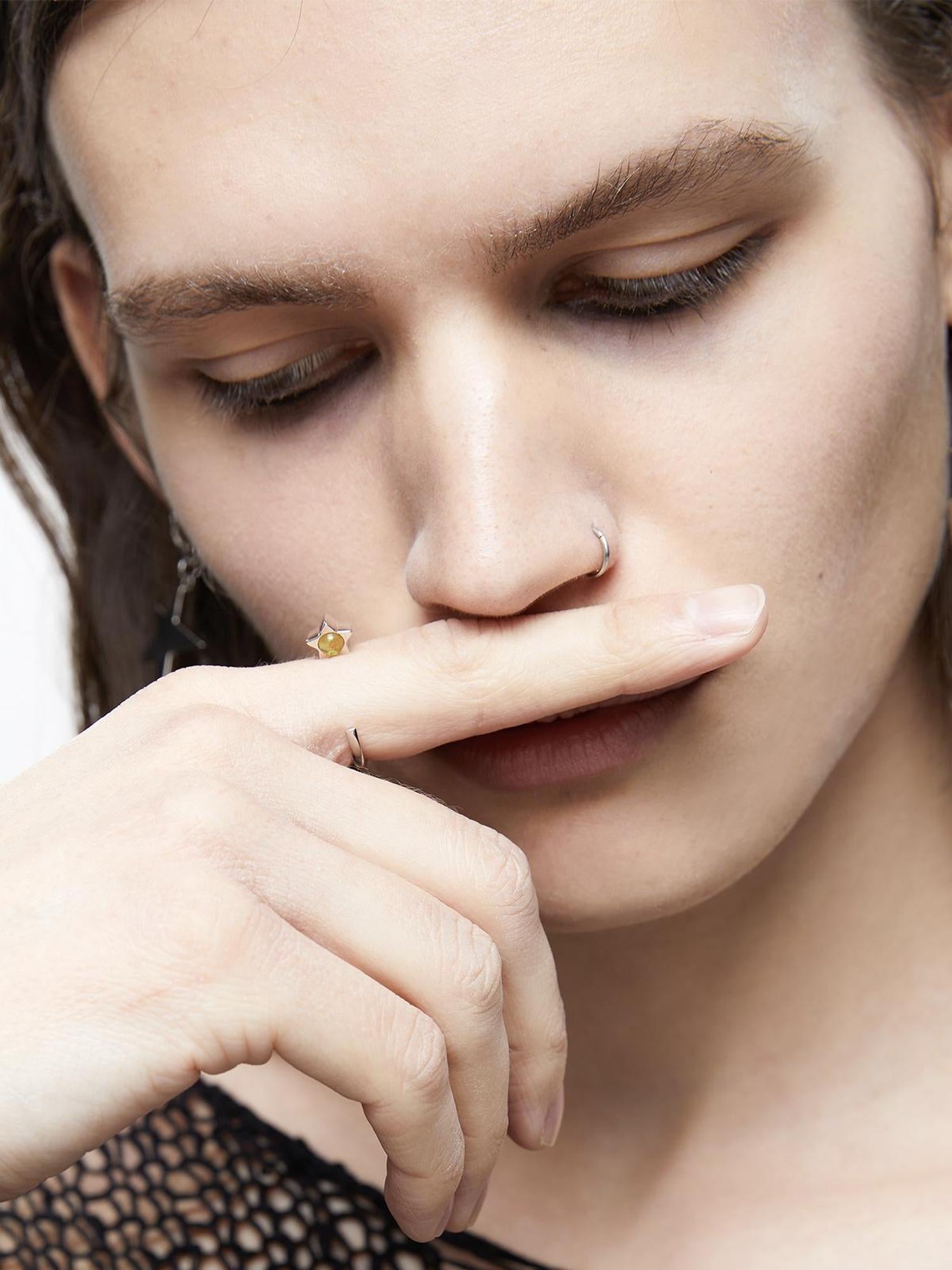 LYUOCHENG Viral Star Gem Silver Plated Adjustable Ring