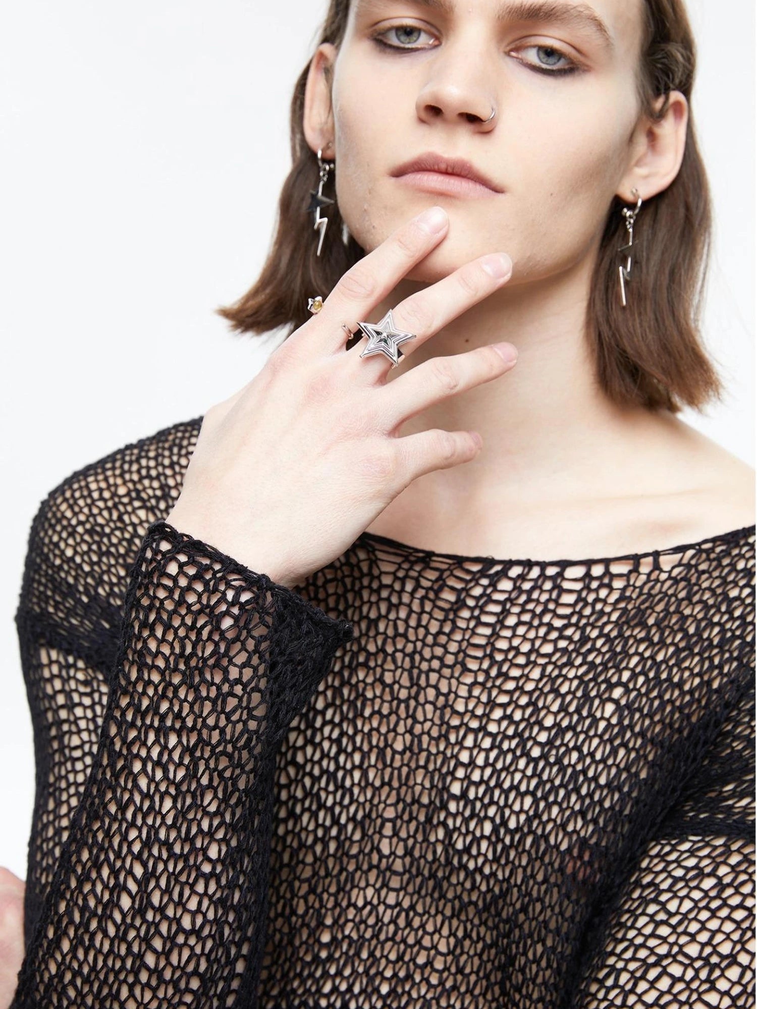 LYUOCHENG Viral Star Gem Silver Plated Adjustable Ring