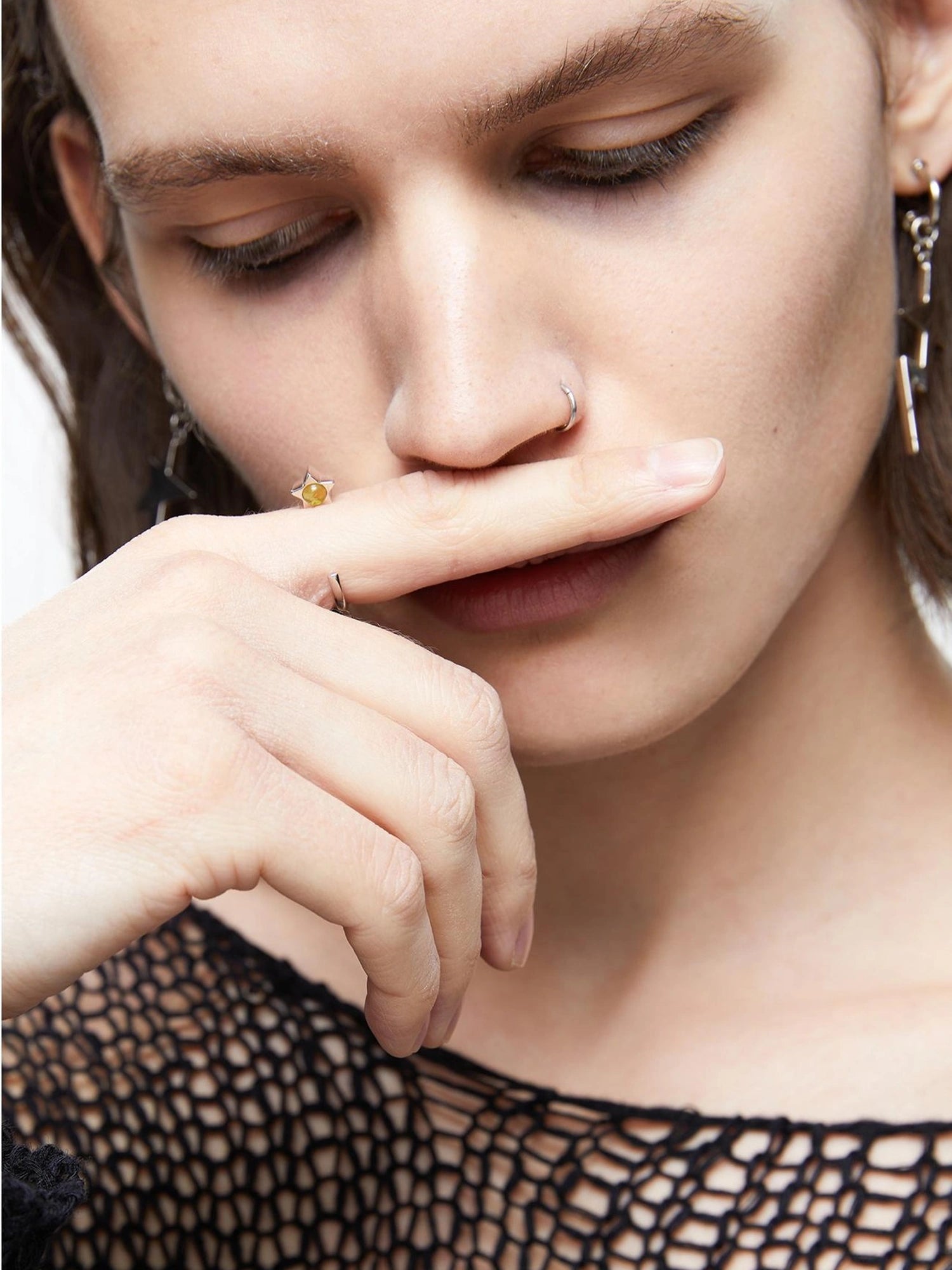 LYUOCHENG Viral Star Gem Silver Plated Adjustable Ring