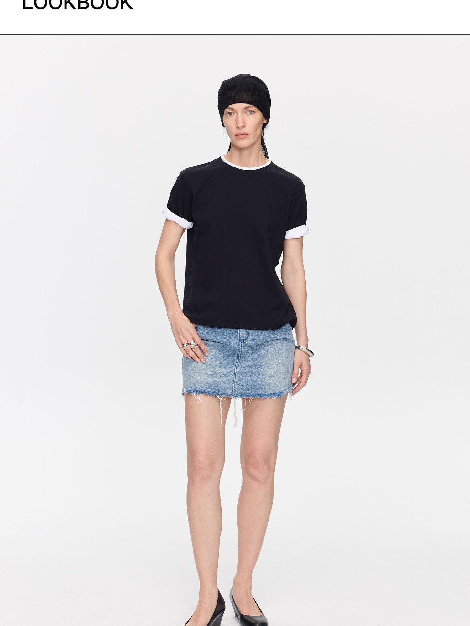 LYUOCHENG Washed Blue Frayed Straight Low Waist Women&
