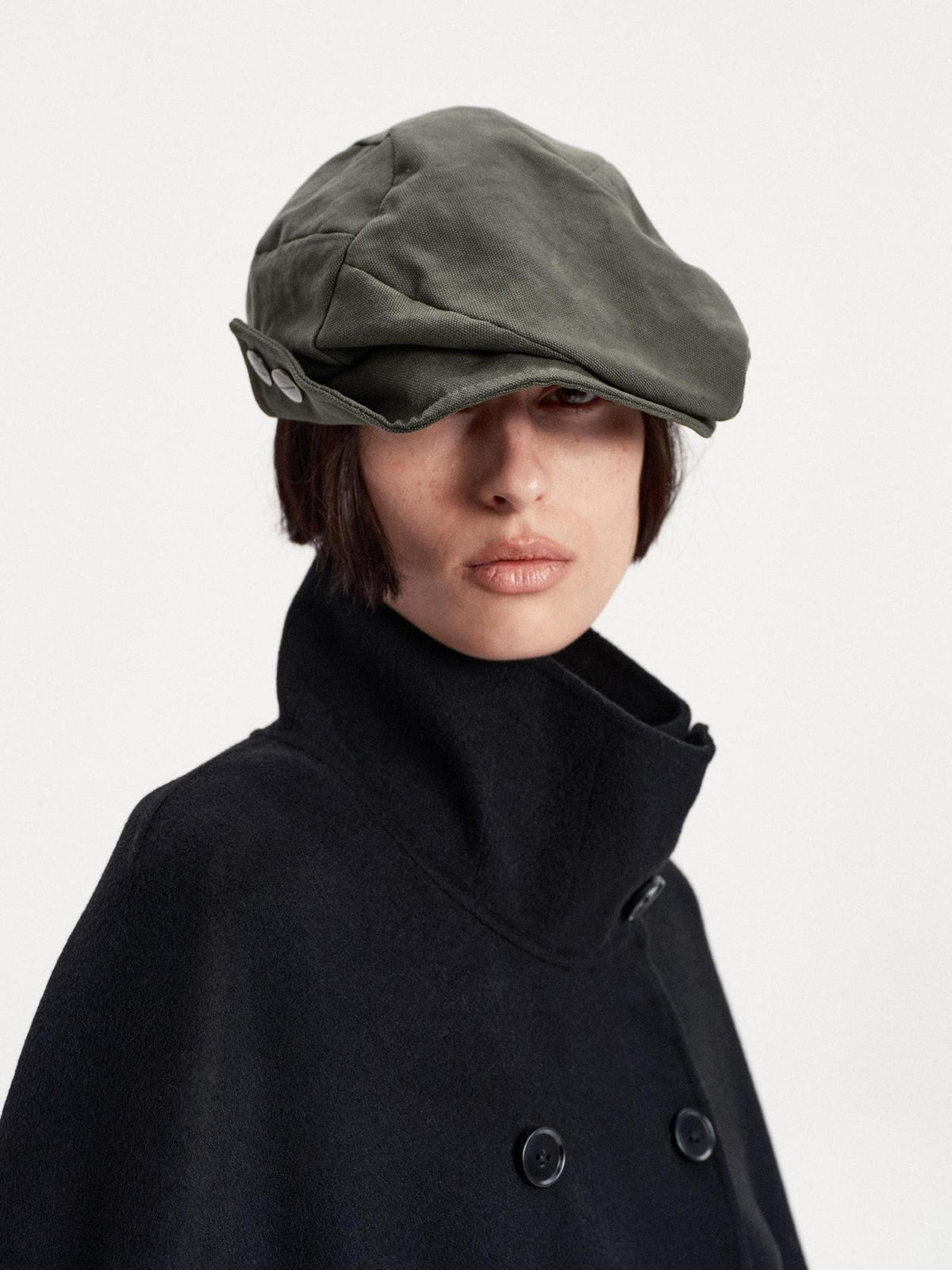 LYUOCHENG Washed Cuffed Snap Workwear Solid Women&