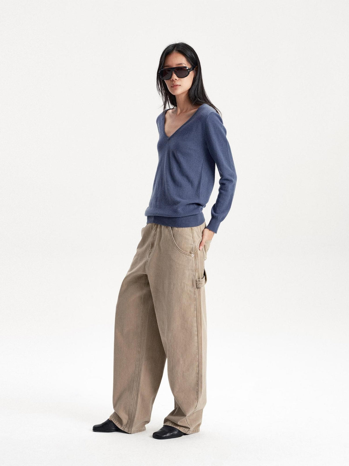 LYUOCHENG Washed Low Waist Button Cotton Women&