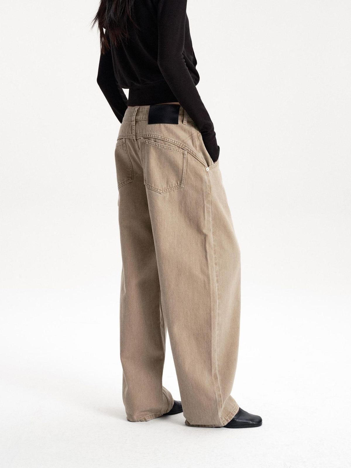 LYUOCHENG Washed Low Waist Button Cotton Women&
