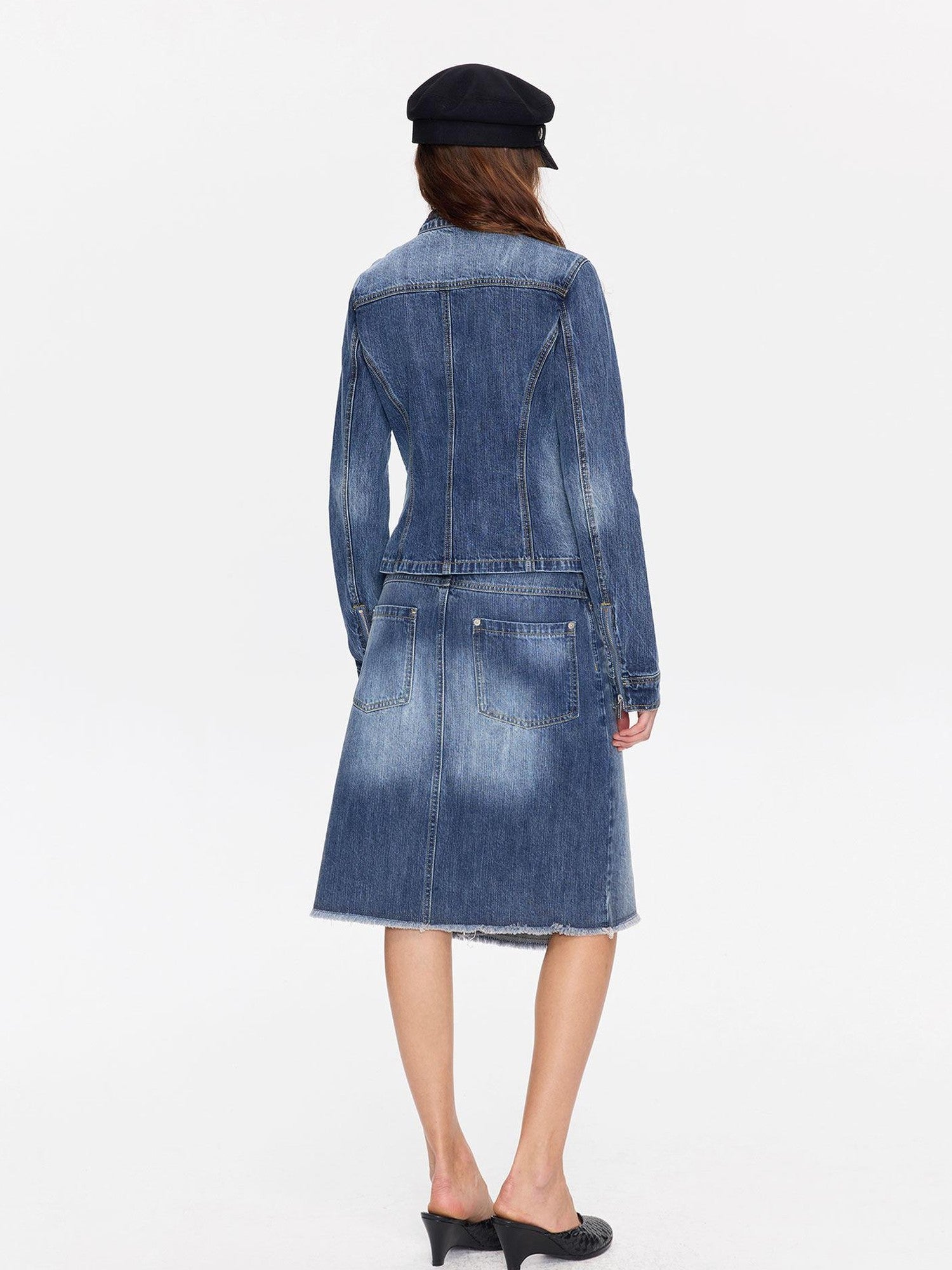 LYUOCHENG Washed Slub Asymmetrical Low Rise Women&