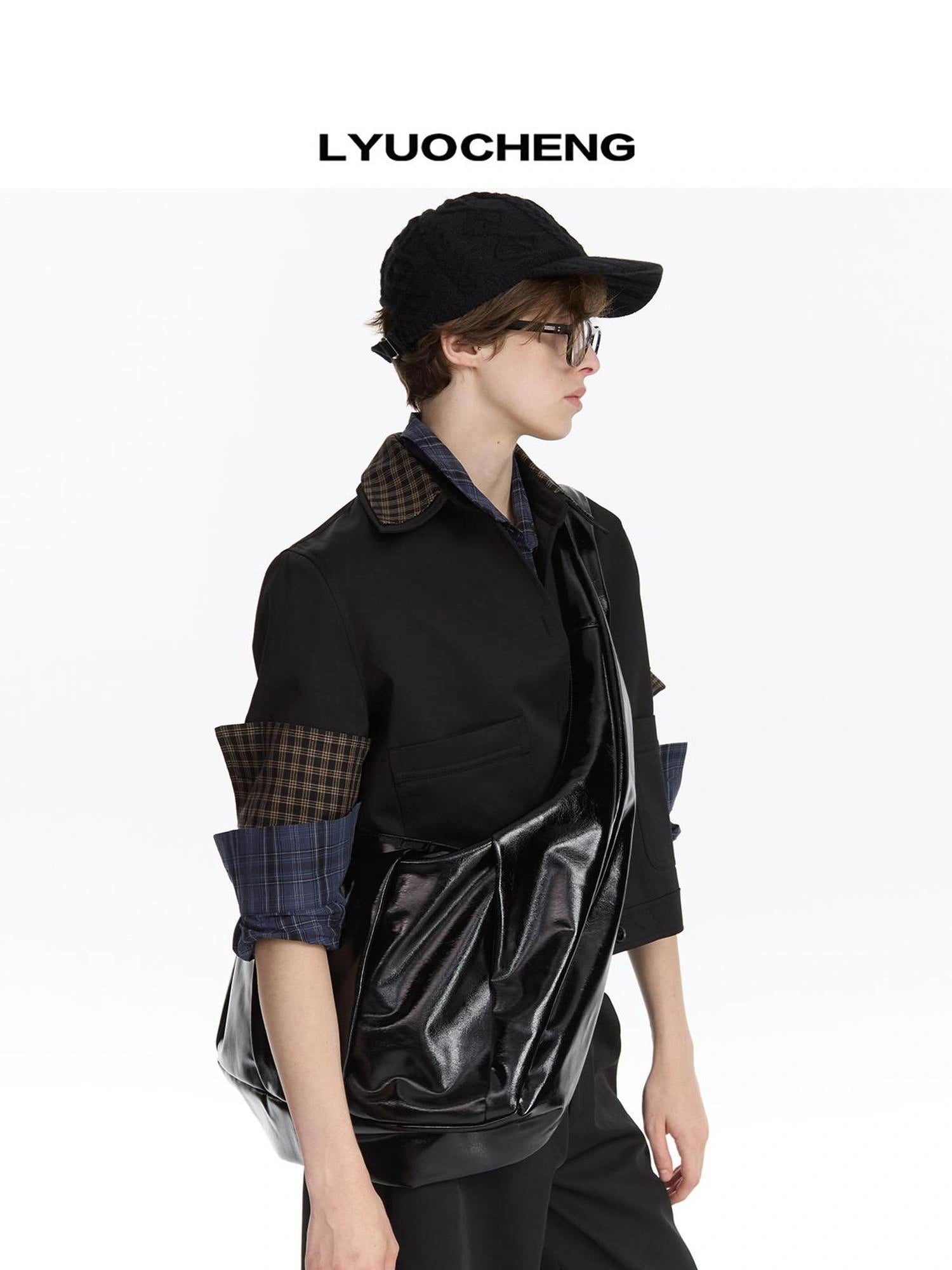 LYUOCHENG Waxy Leather Crescent Shoulder Bag