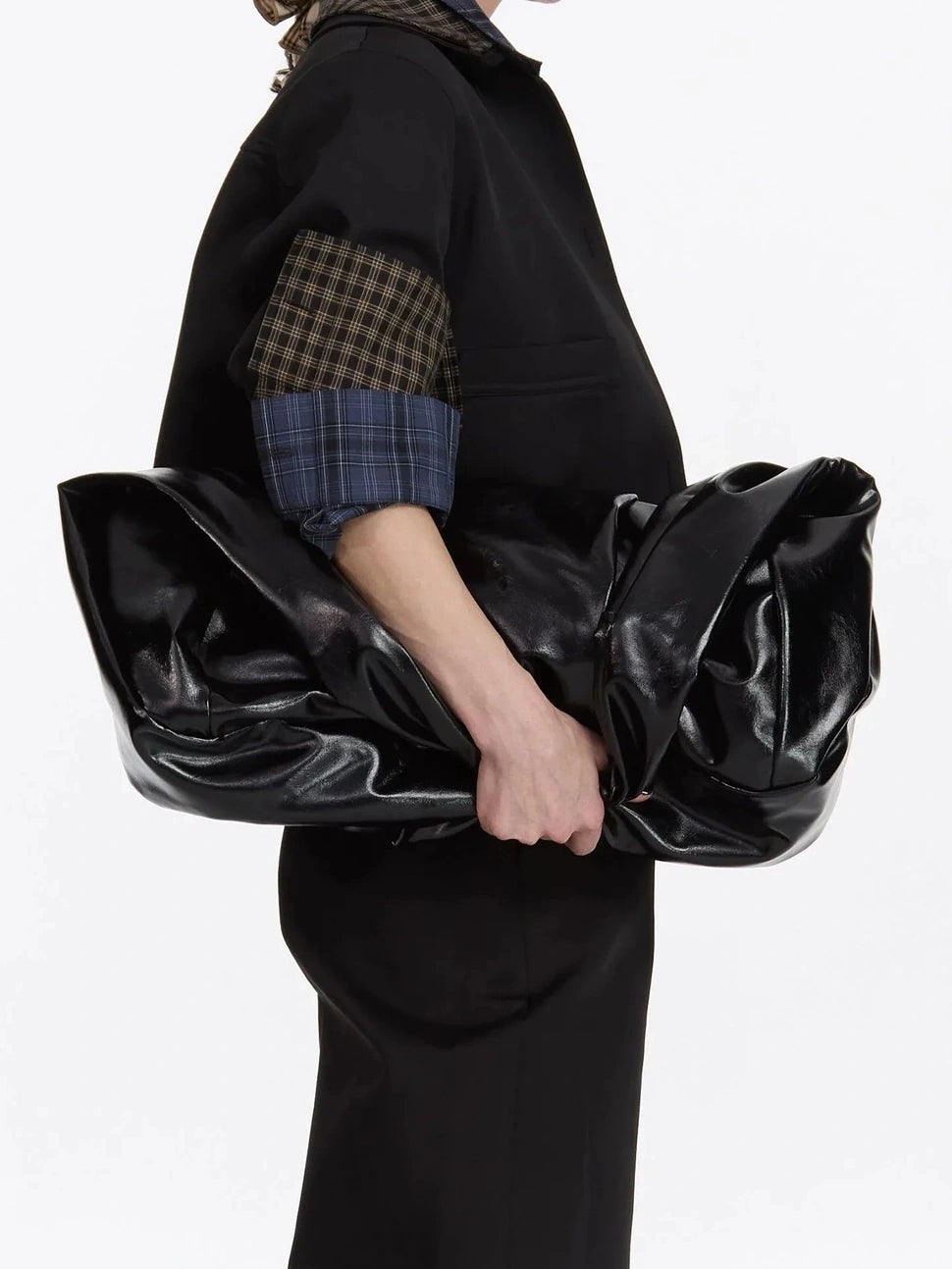 LYUOCHENG Waxy Leather Crescent Shoulder Bag