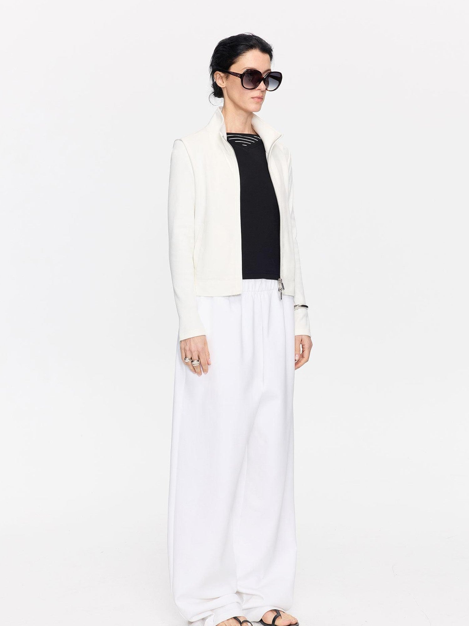 LYUOCHENG White Airy Casual Straight Hem Women&