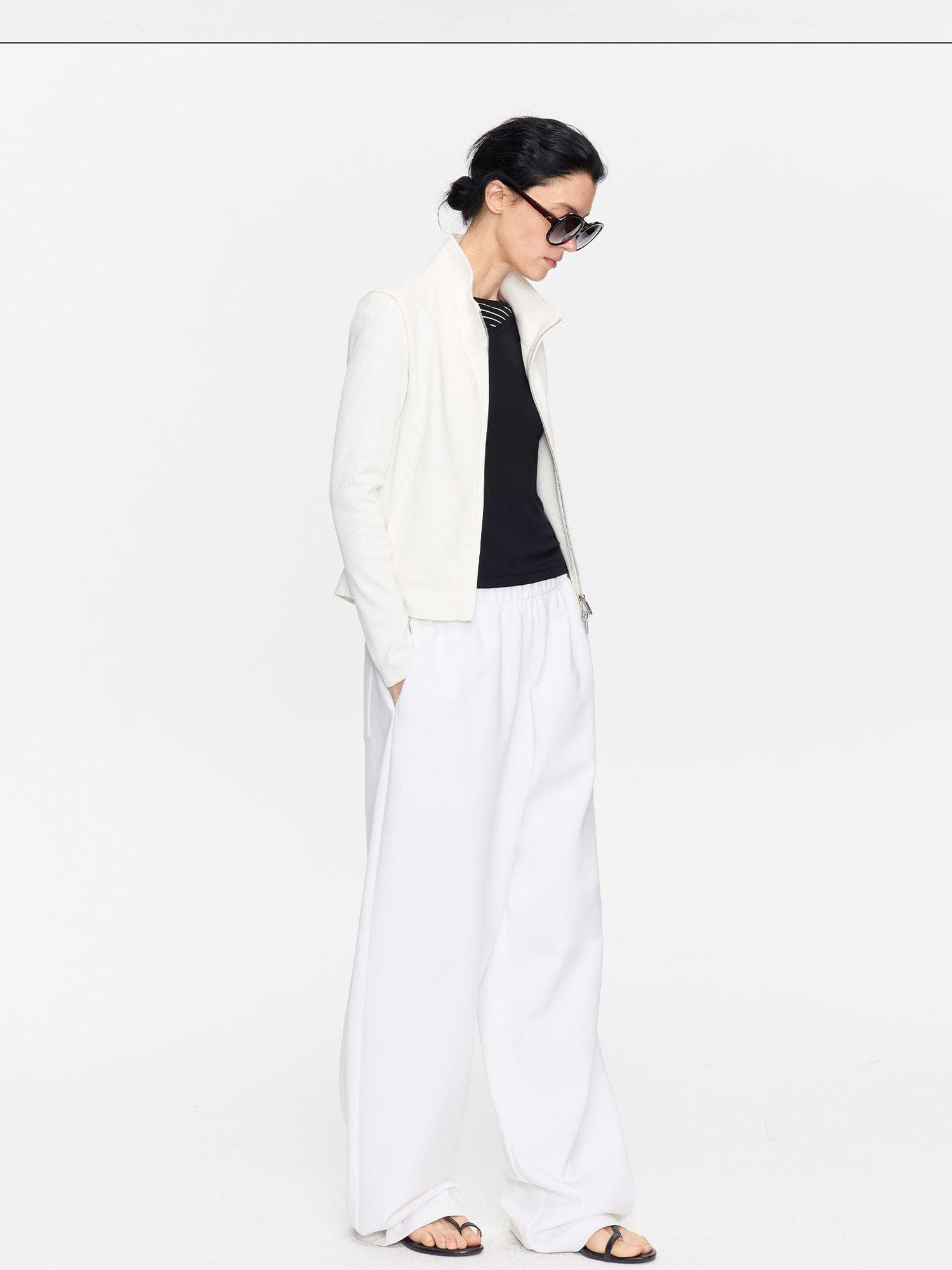 LYUOCHENG White Airy Casual Straight Hem Women&