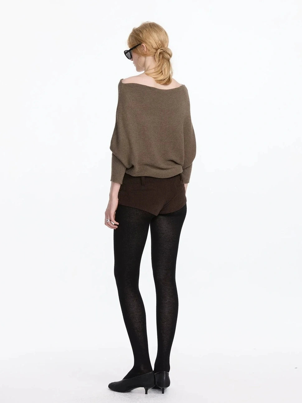 LYUOCHENG Wide Neck Batwing Sleeve Knit Top