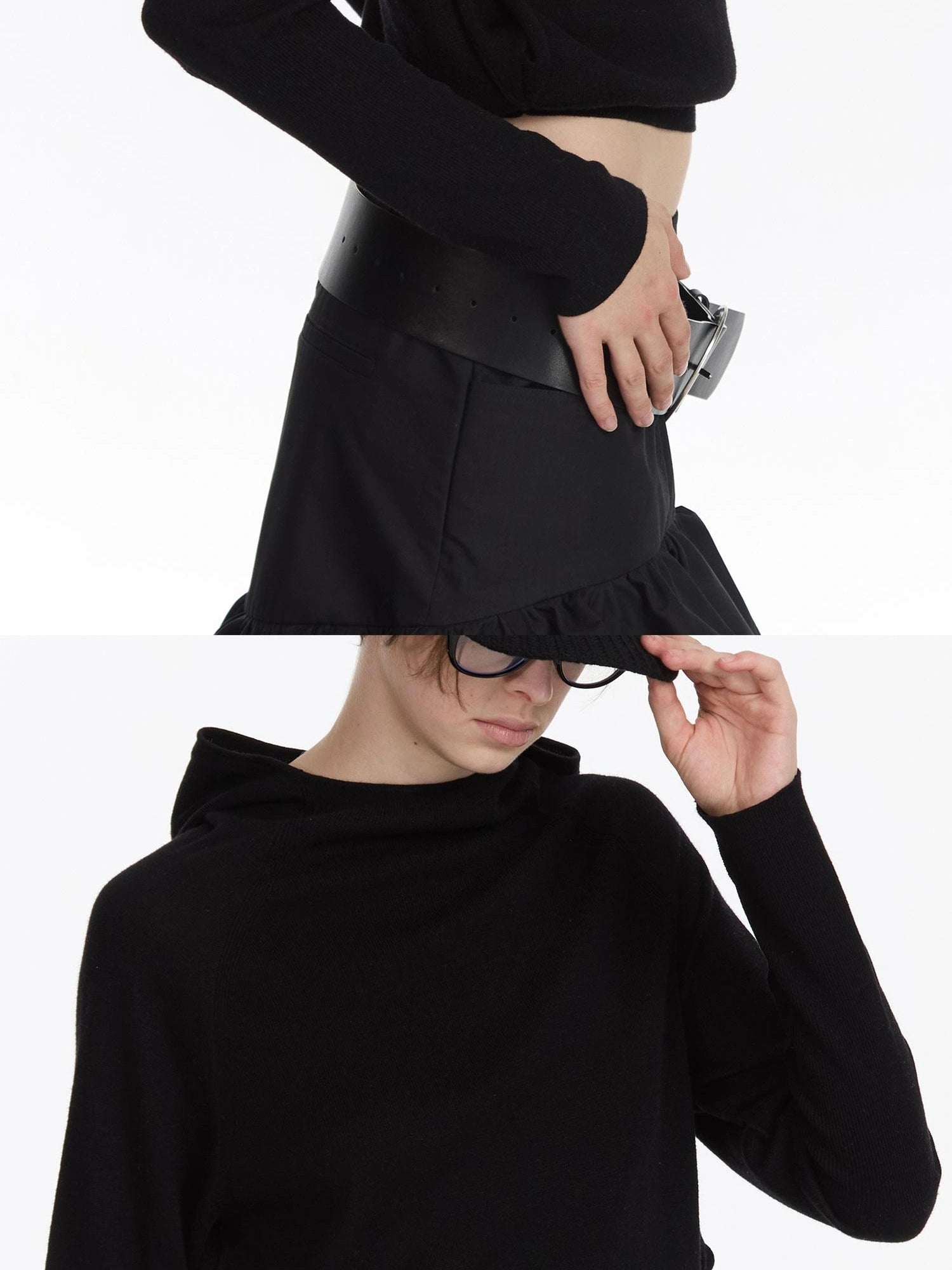 Wool Blend Hooded Knit Sweater