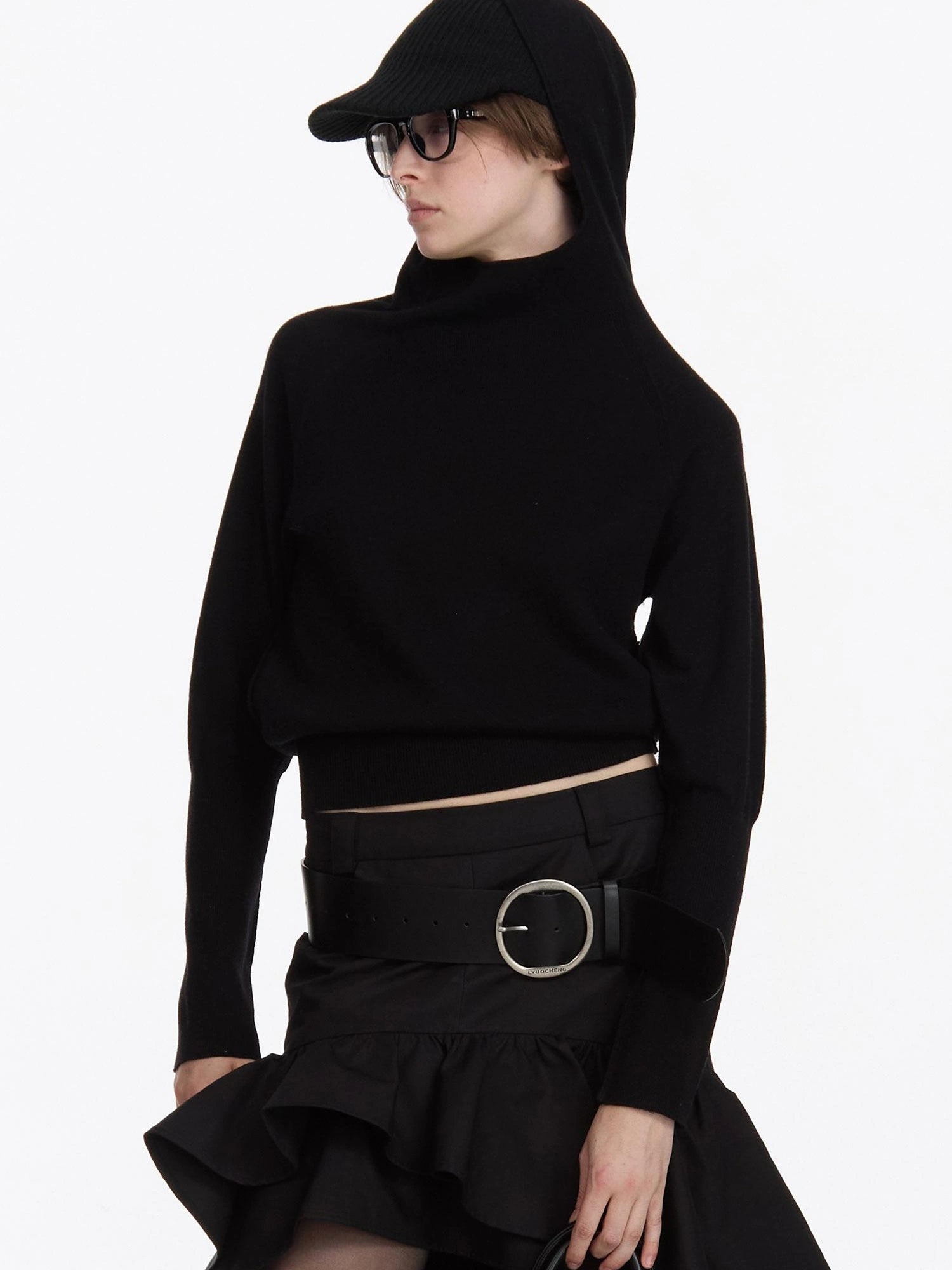 Wool Blend Hooded Knit Sweater