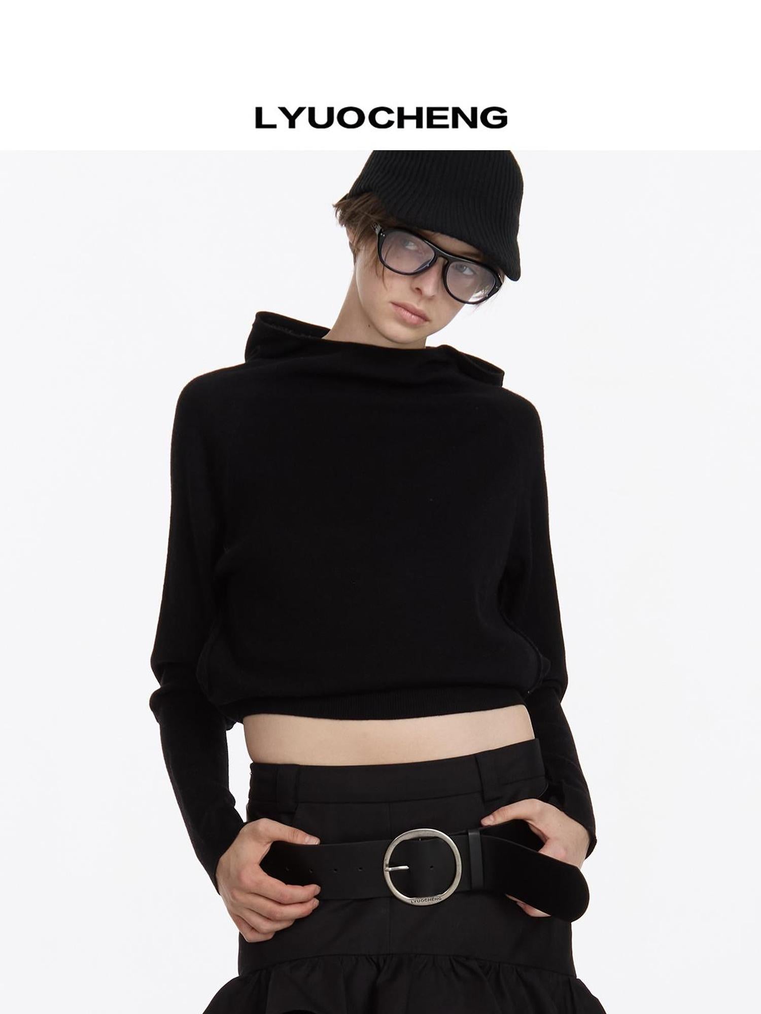 LYUOCHENG Wool Blend Hooded Knit Sweater