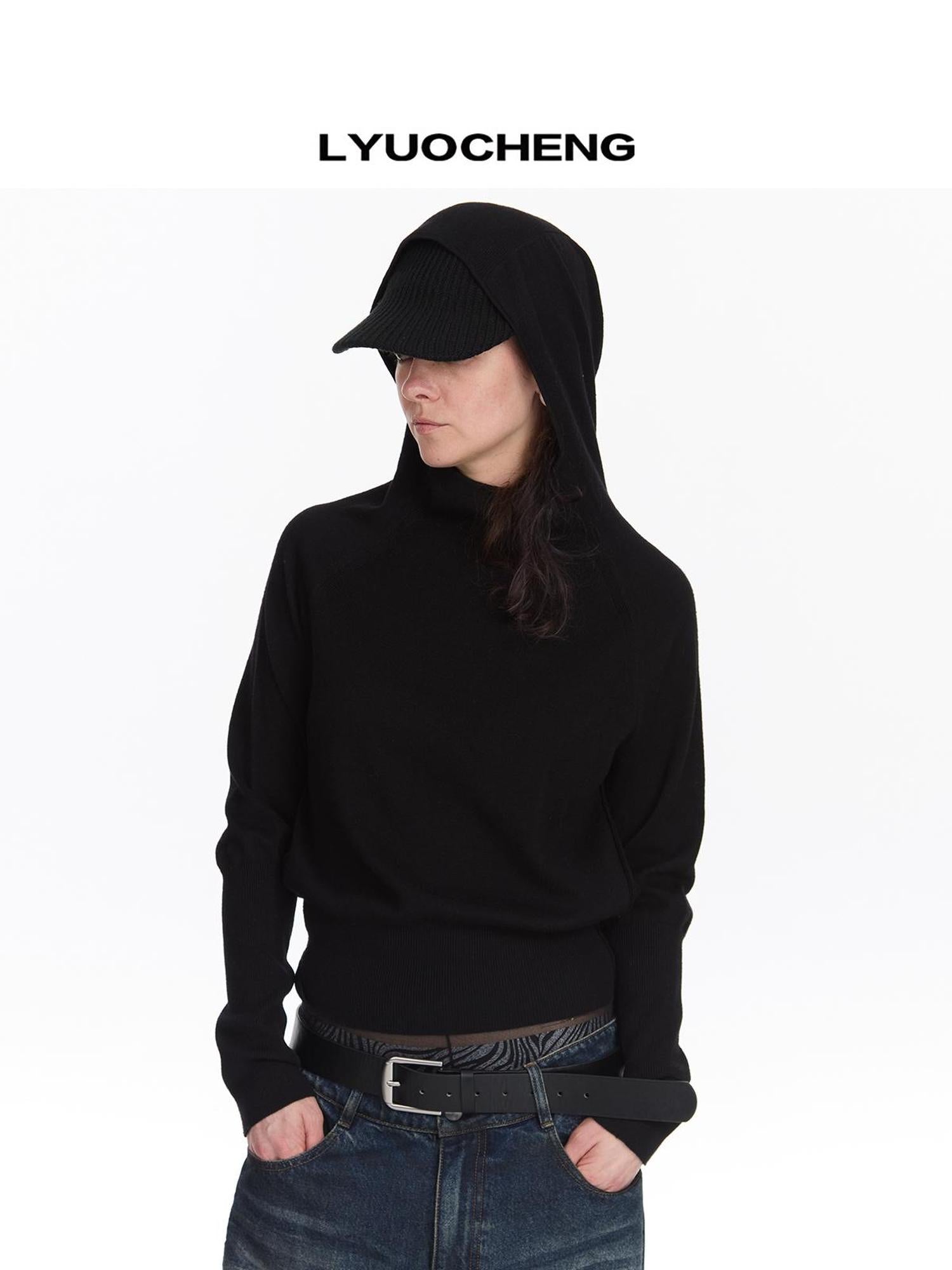 LYUOCHENG Wool Blend Hooded Knit Sweater