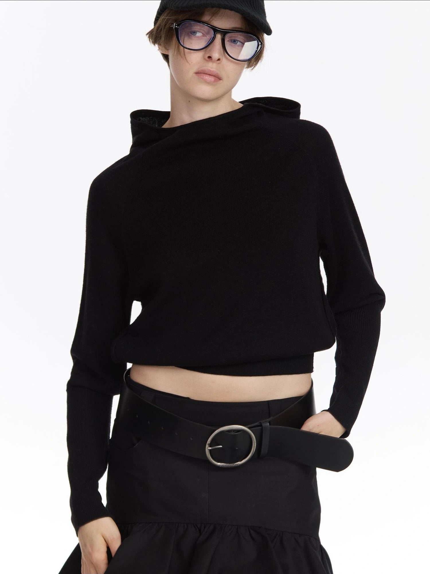 Wool Blend Hooded Knit Sweater