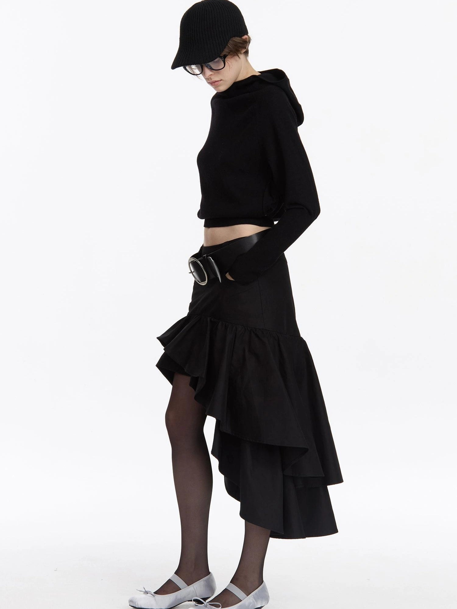 Wool Blend Hooded Knit Sweater