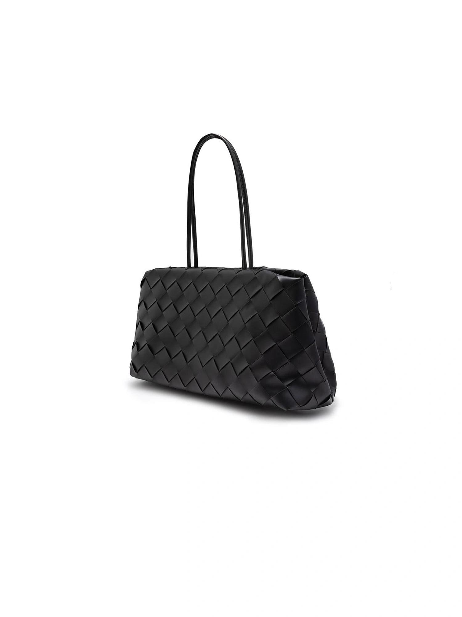 LYUOCHENG Woven Diamond Pattern Leather Tote