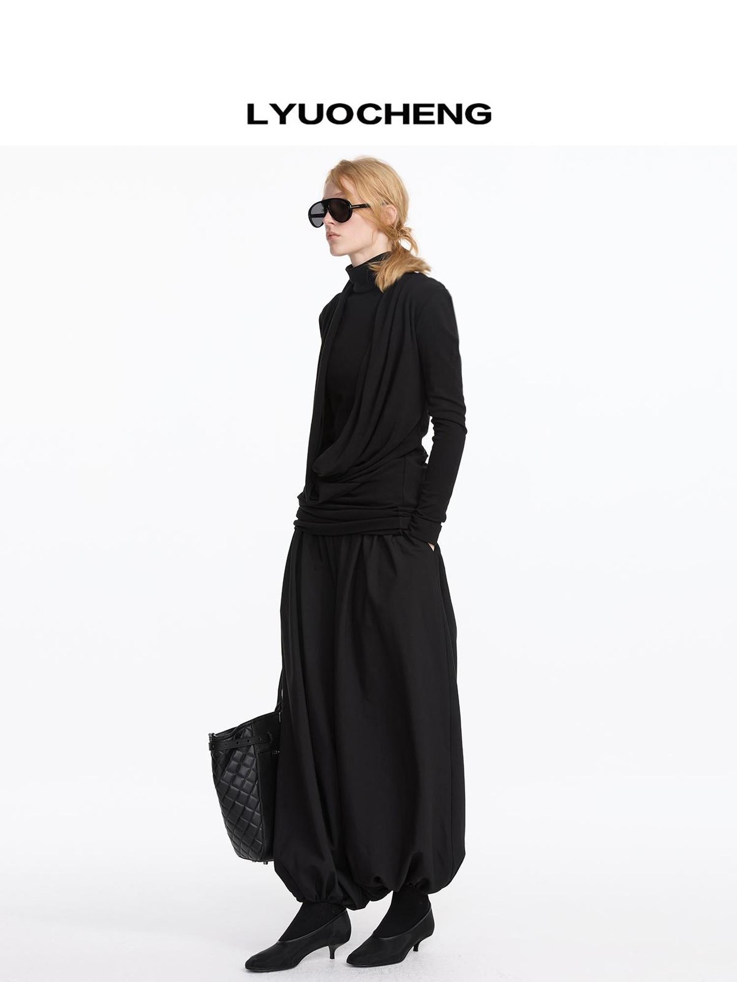 LYUOCHENG Y Keyhole Drop Neckline Two Piece Knit Top