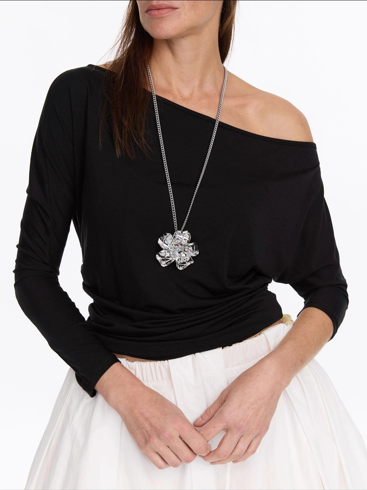 LYUOCHENG Zircon Egg Flower Geometric Pendant Necklace