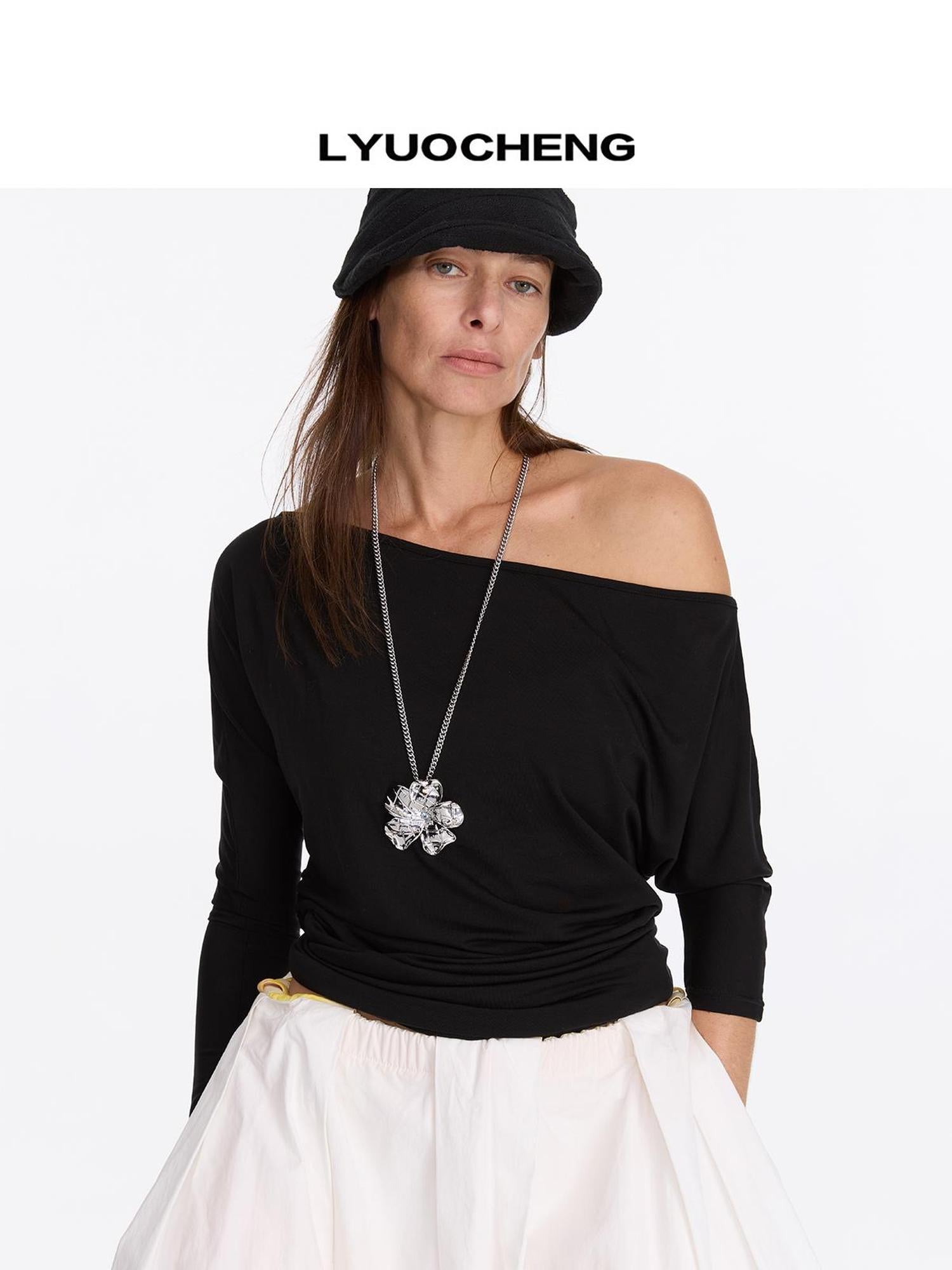 LYUOCHENG Zircon Egg Flower Geometric Pendant Necklace