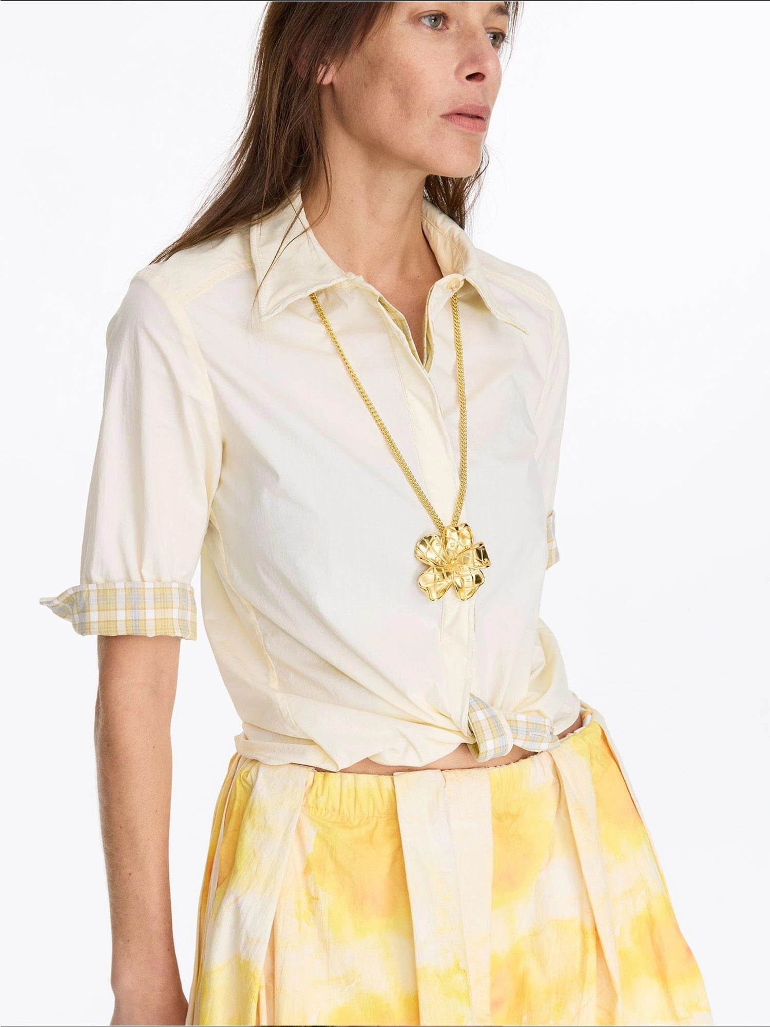 LYUOCHENG Zircon Egg Flower Geometric Pendant Necklace