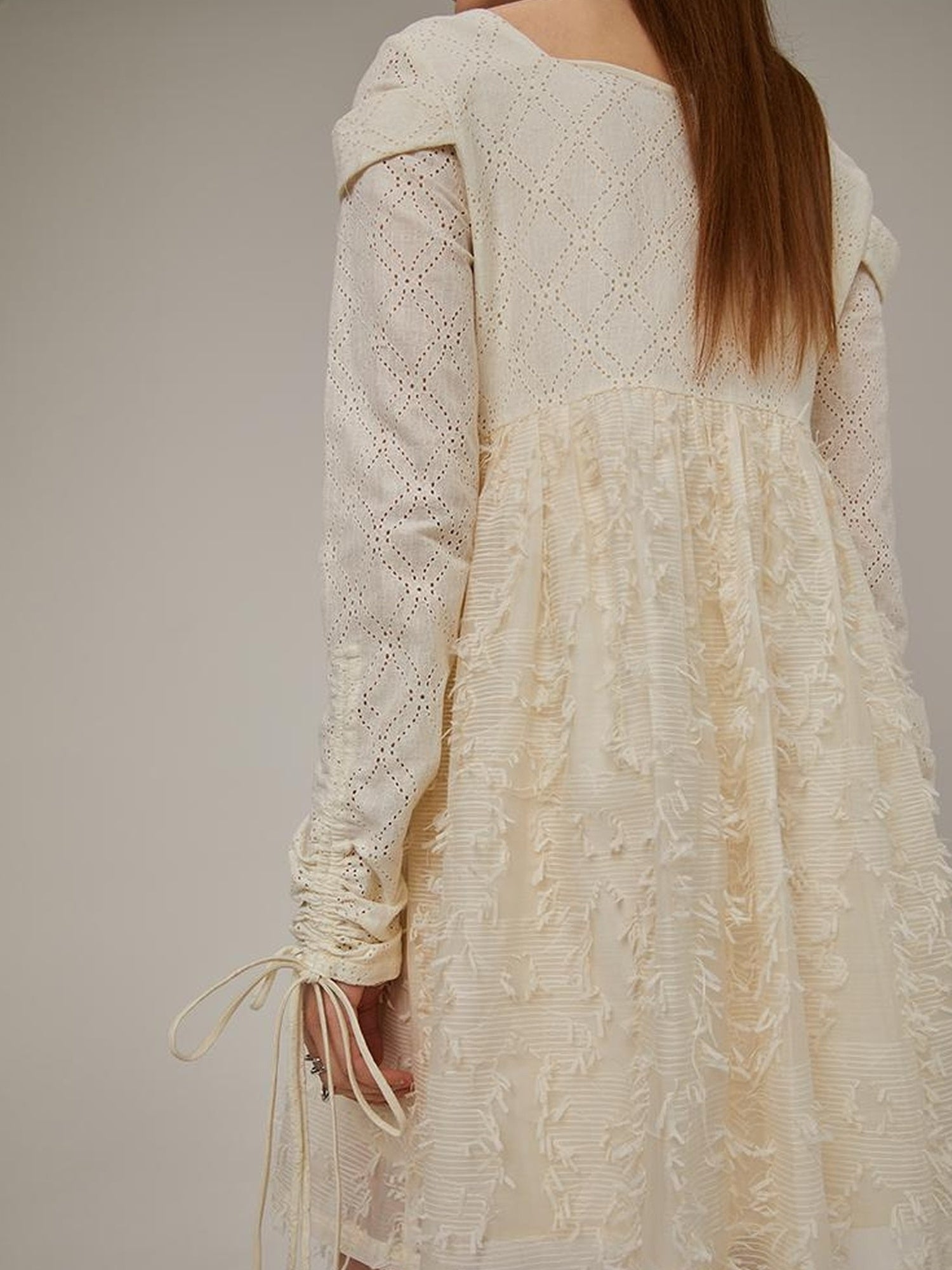 DIDDI MODA Lace Bow Checkered Spring Dress