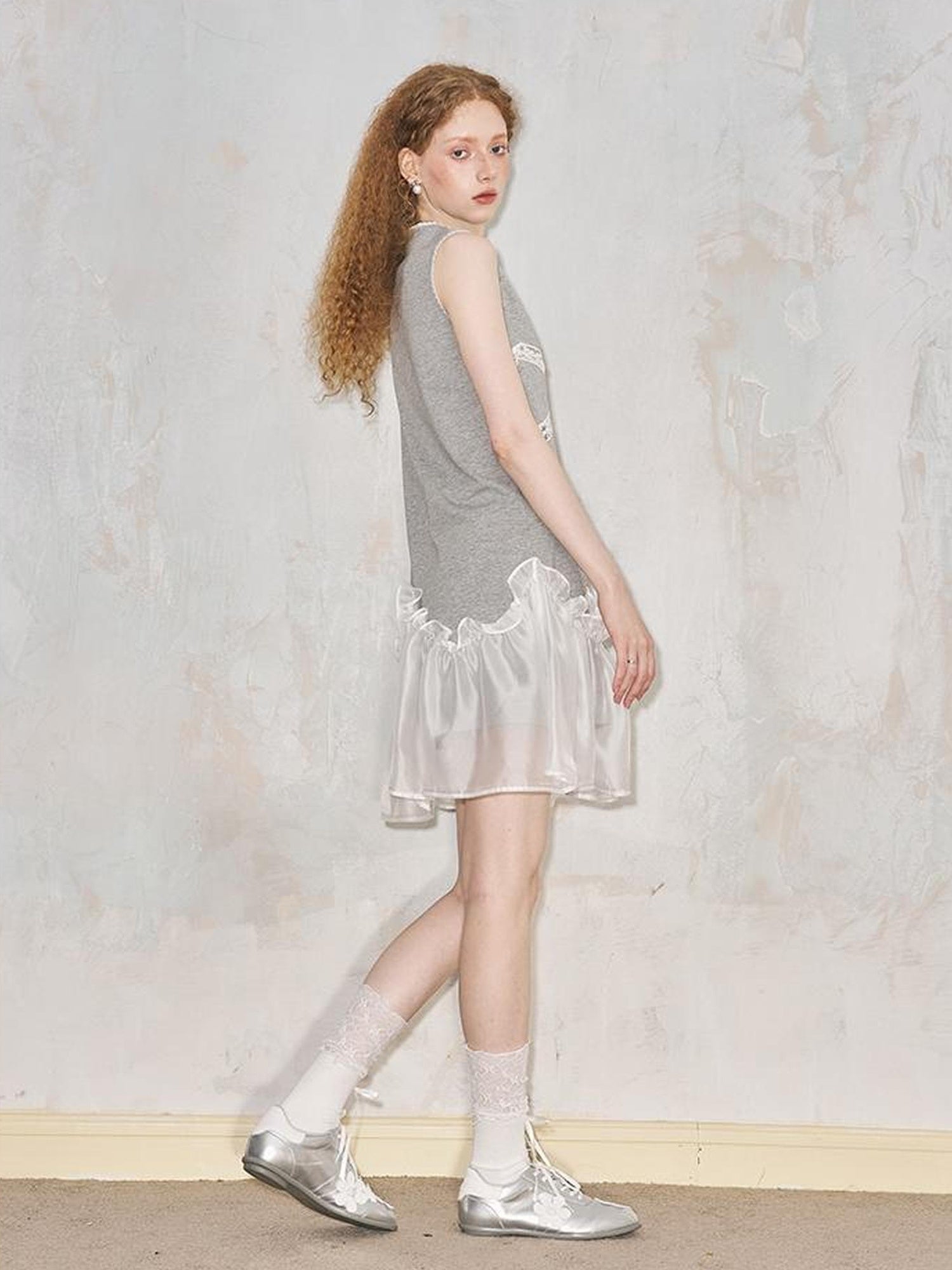 DIDDI MODA Lace Bow Sheer A Line Sundress