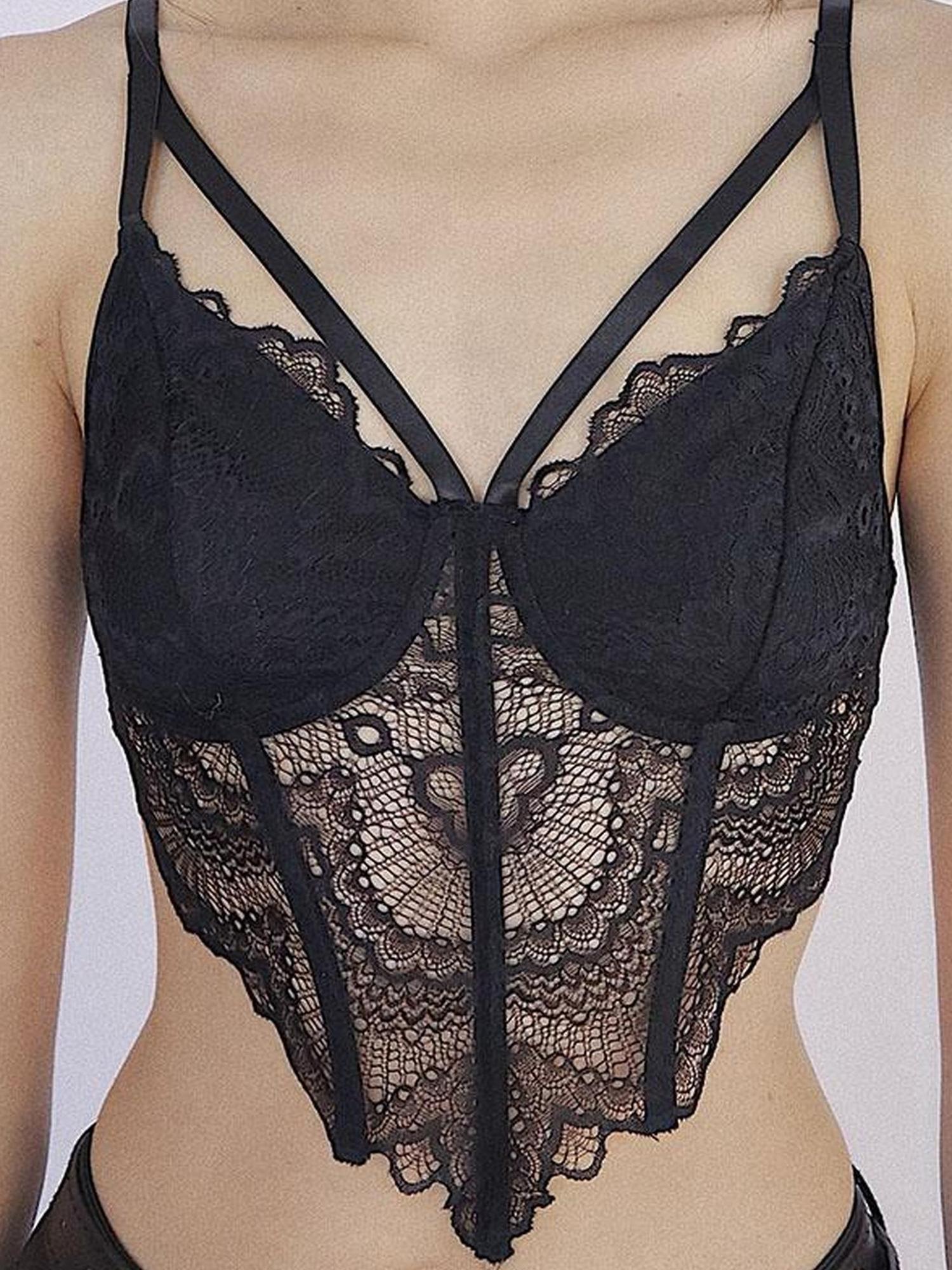 WSW WUSHENWU Lace Desire Versatile Black White Camisole