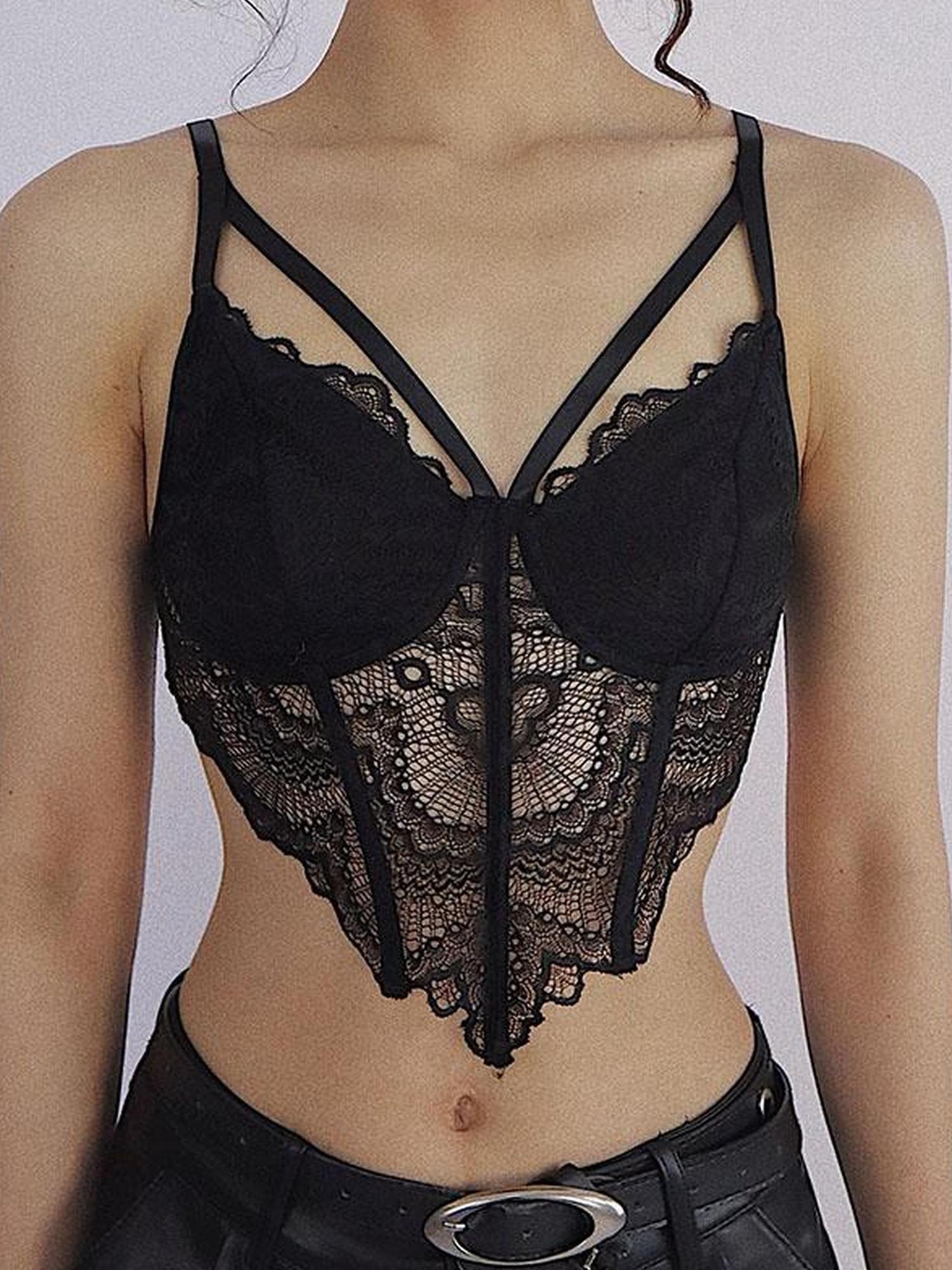 WSW WUSHENWU Lace Desire Versatile Black White Camisole