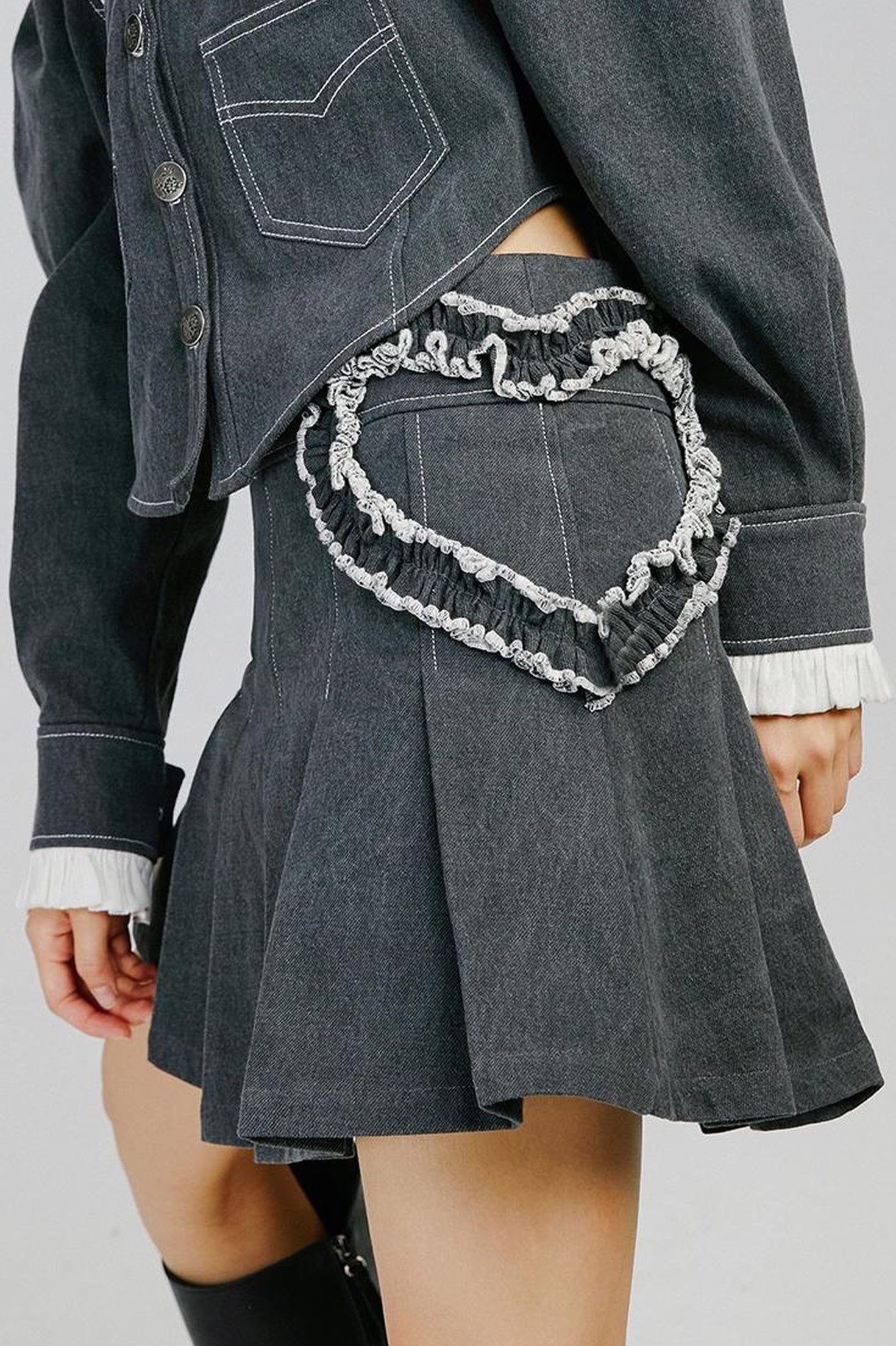 DIDDI MODA Lace Heart A Line Mini Skirt