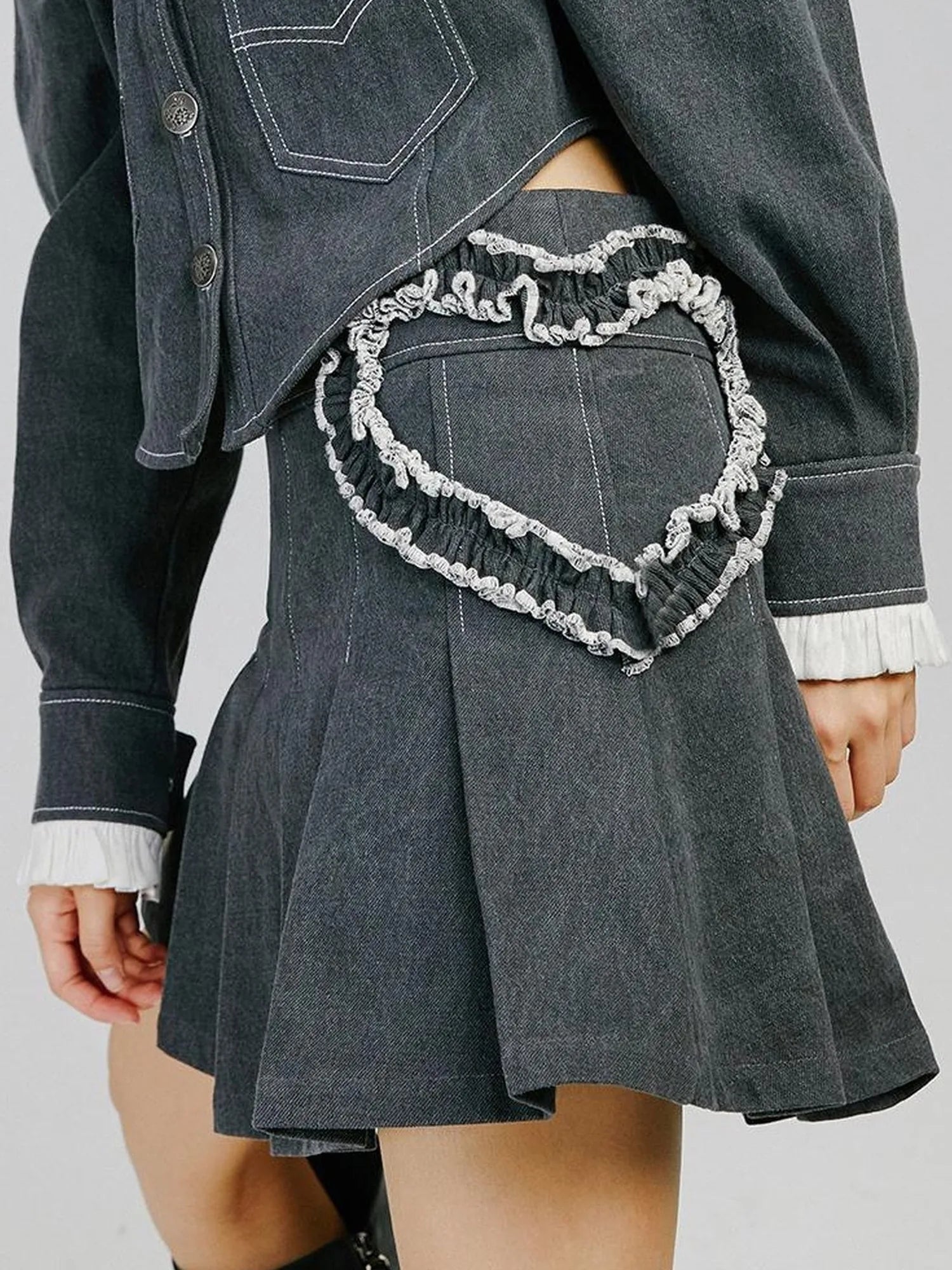 Lace Heart A Line Mini Skirt