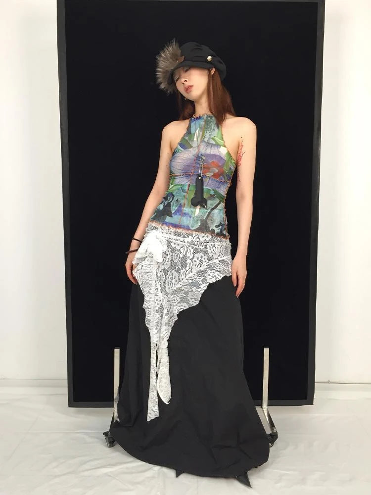 Lace Skirt Cute Ballet Flowy Asymmetrical Skirt