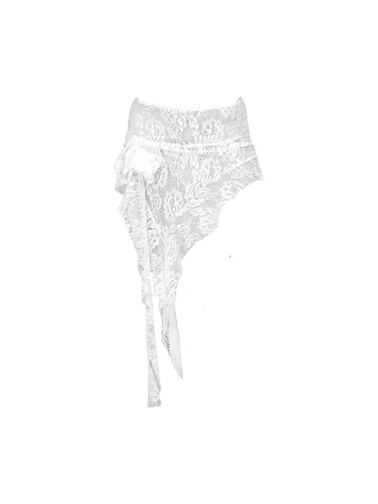 Lace Skirt Cute Ballet Flowy Asymmetrical Skirt