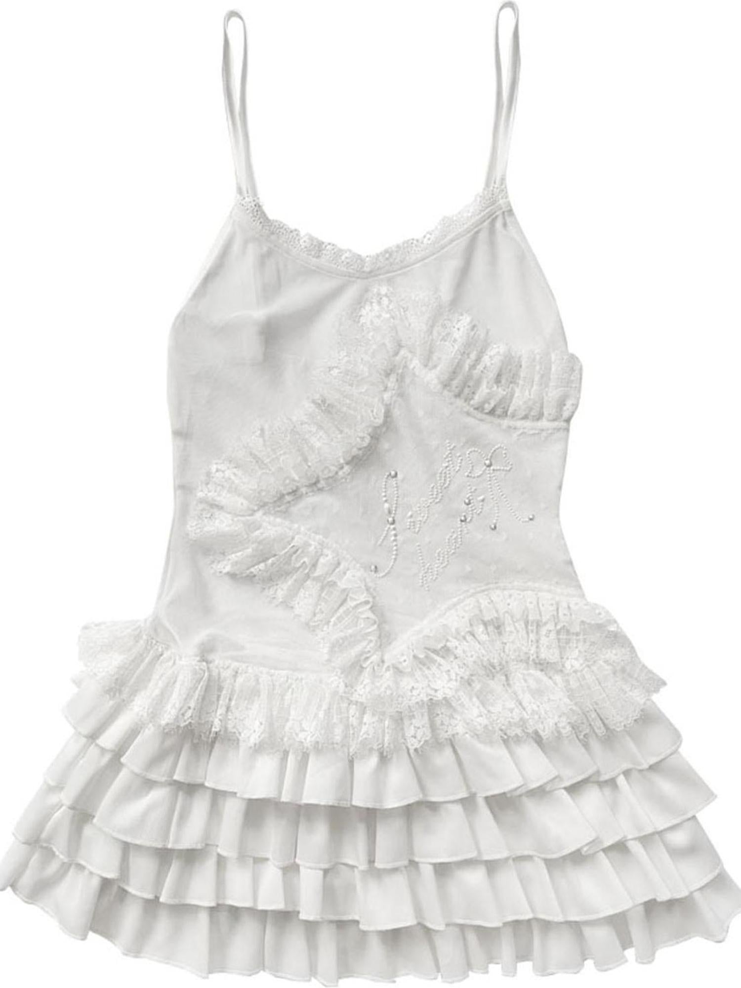 WSW WUSHENWU Lace Trim Ballet Flare Top