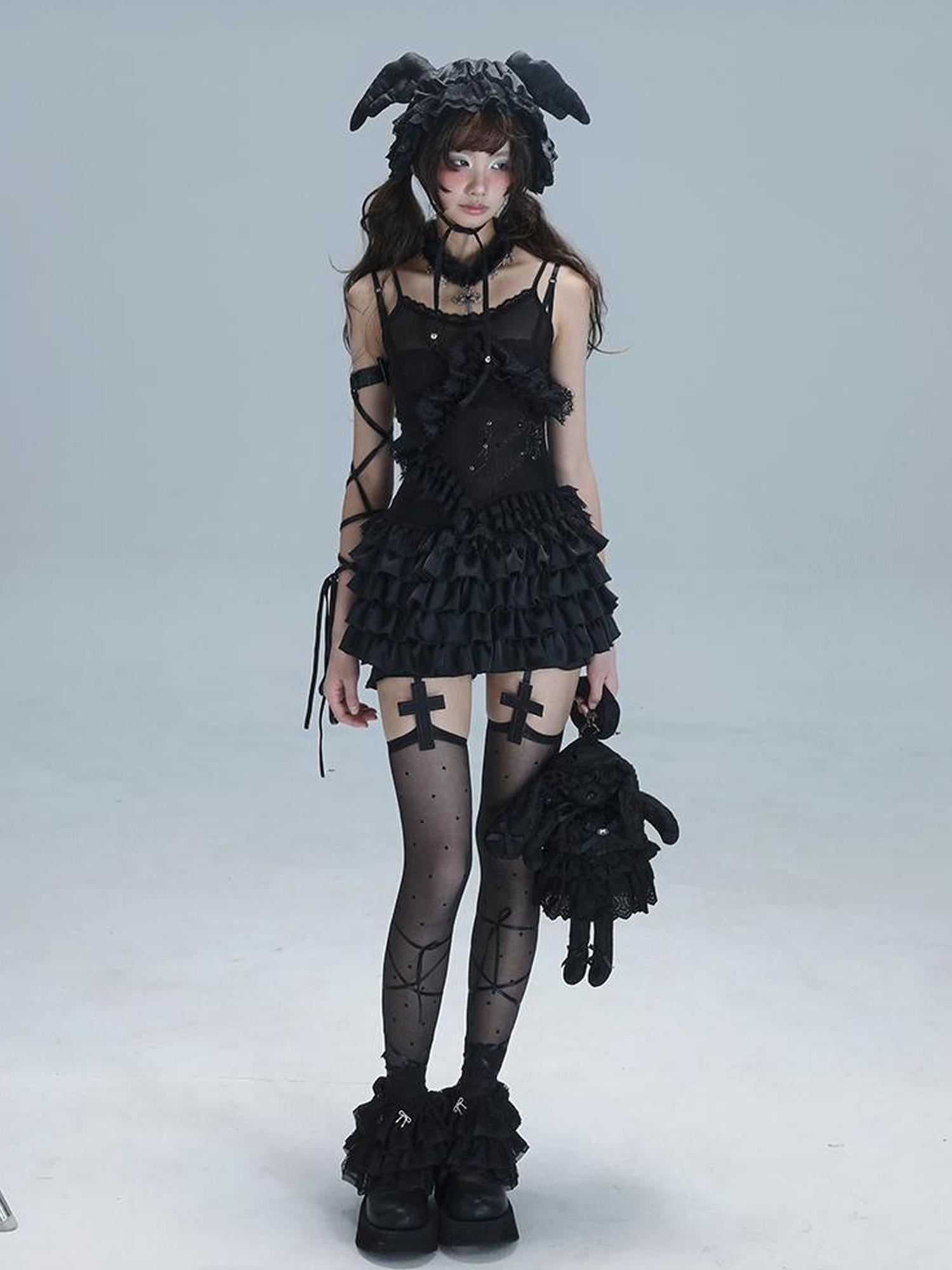 WSW WUSHENWU Lace Trim Ballet Flare Top