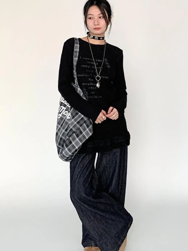 Lace Trim Floral Print Slim Long Sleeve T-Shirt Dresses