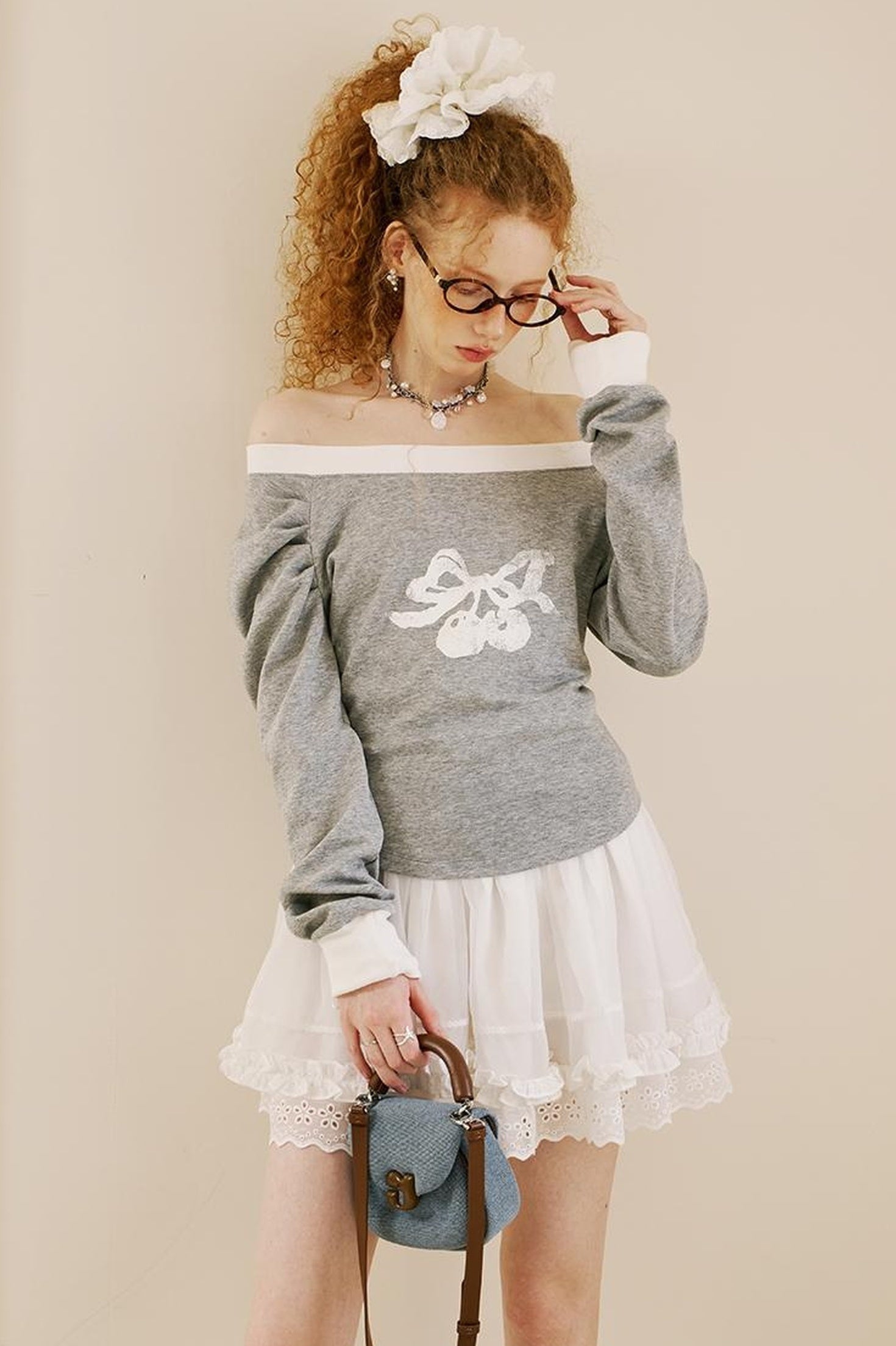 DIDDI MODA Lace Trimmed Asymmetrical Layered Midi Skirt