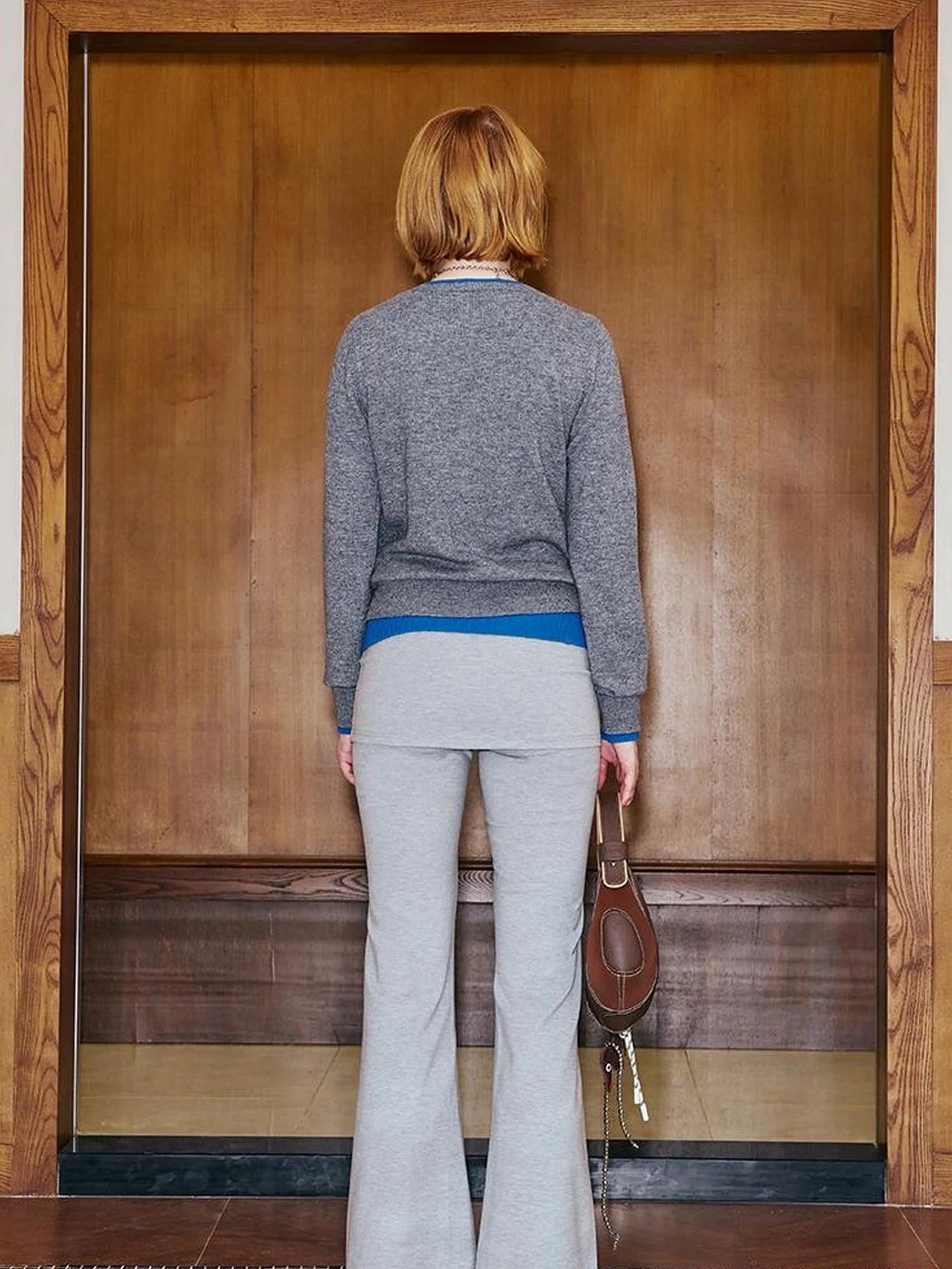 Lace Trimmed Embroidered Knit Flared Pants With Layered Design