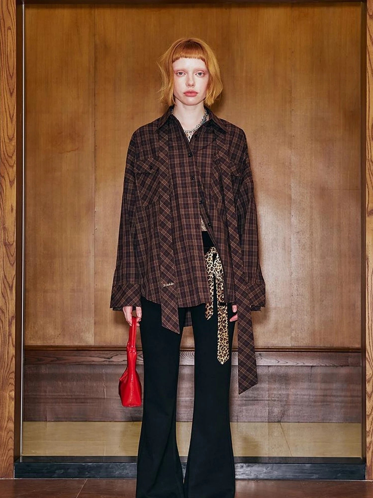 Lace Trimmed Embroidered Knit Flared Pants With Layered Design