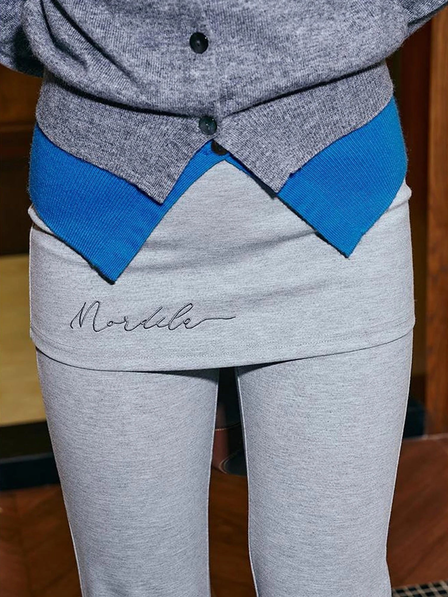 Lace Trimmed Embroidered Knit Flared Pants With Layered Design