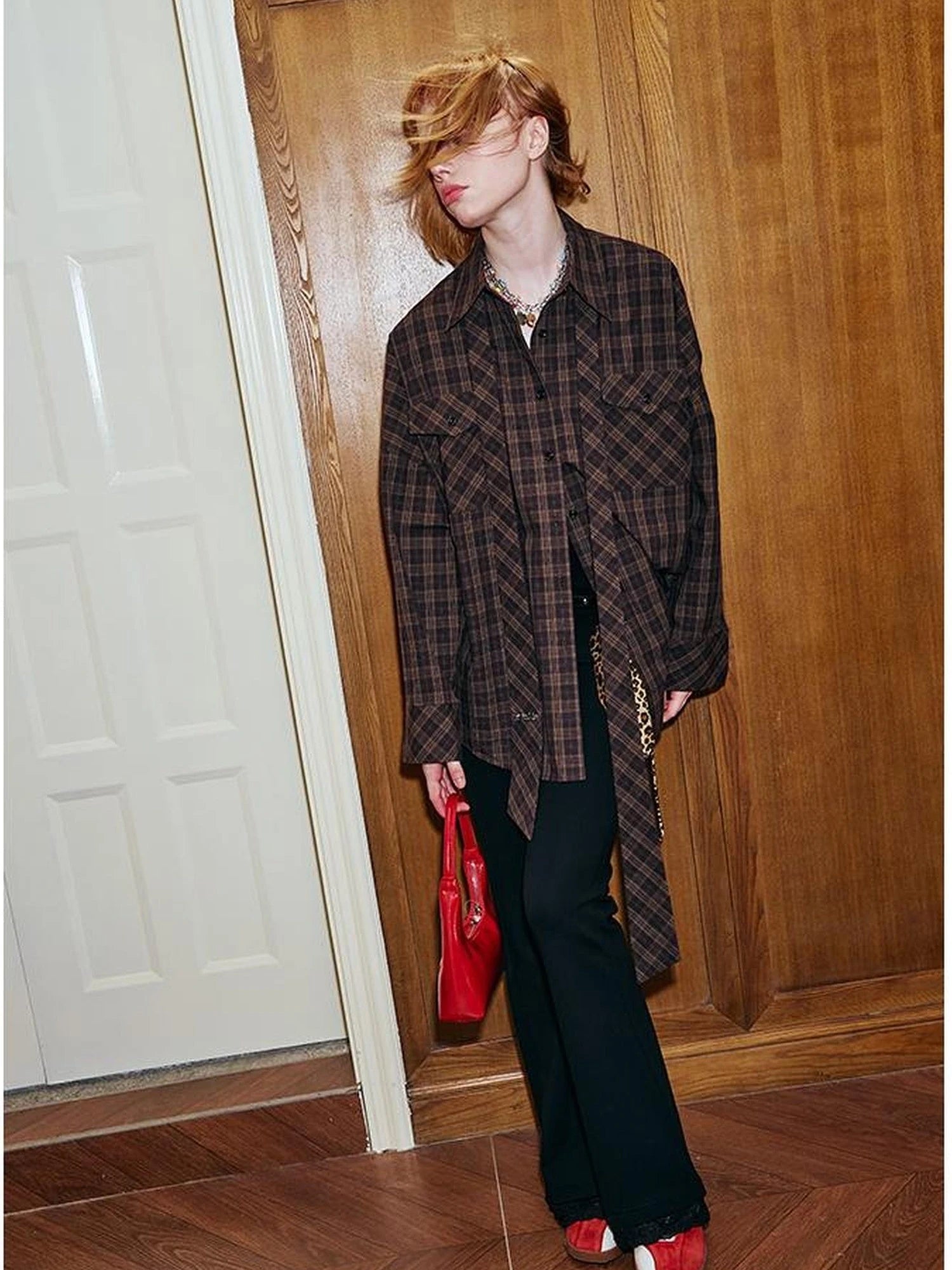 Lace Trimmed Embroidered Knit Flared Pants With Layered Design