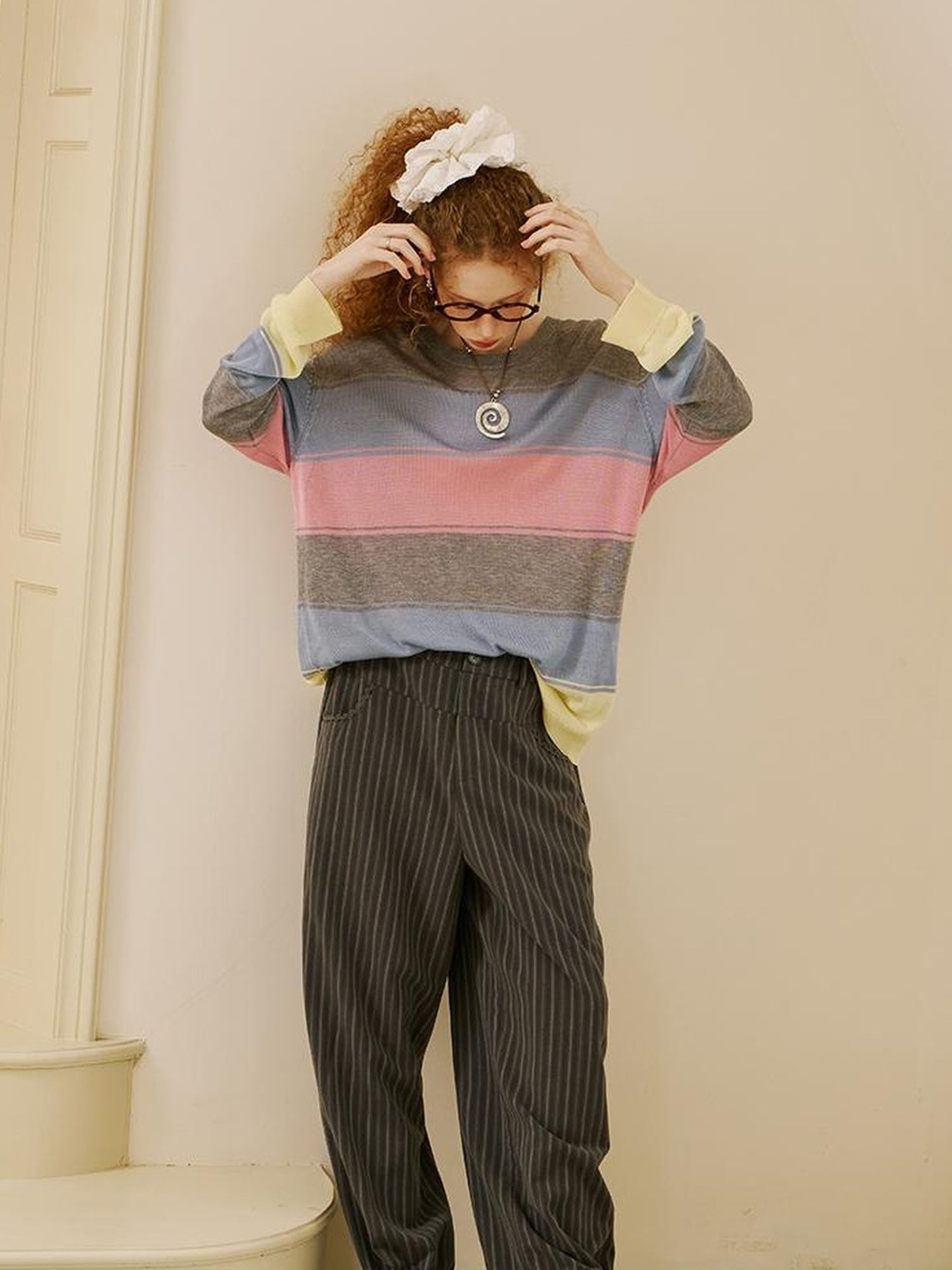 DIDDI MODA Lace Trimmed Flowy Straight Leg Trousers