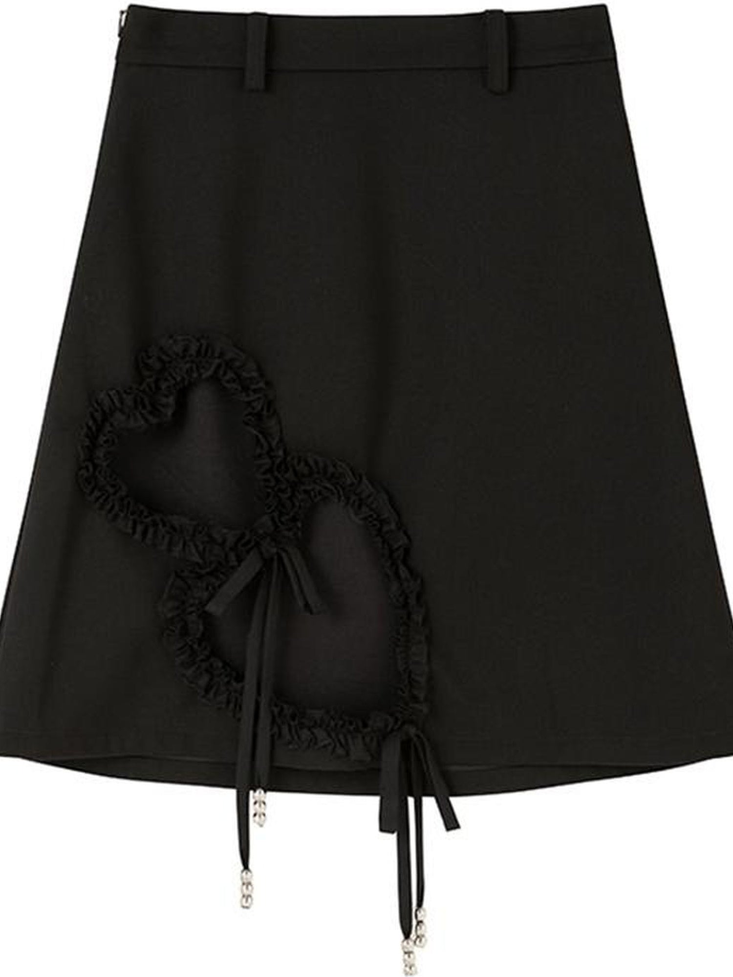 DIDDI MODA Lace Trimmed Hollow Heart A Line Mini Skirt