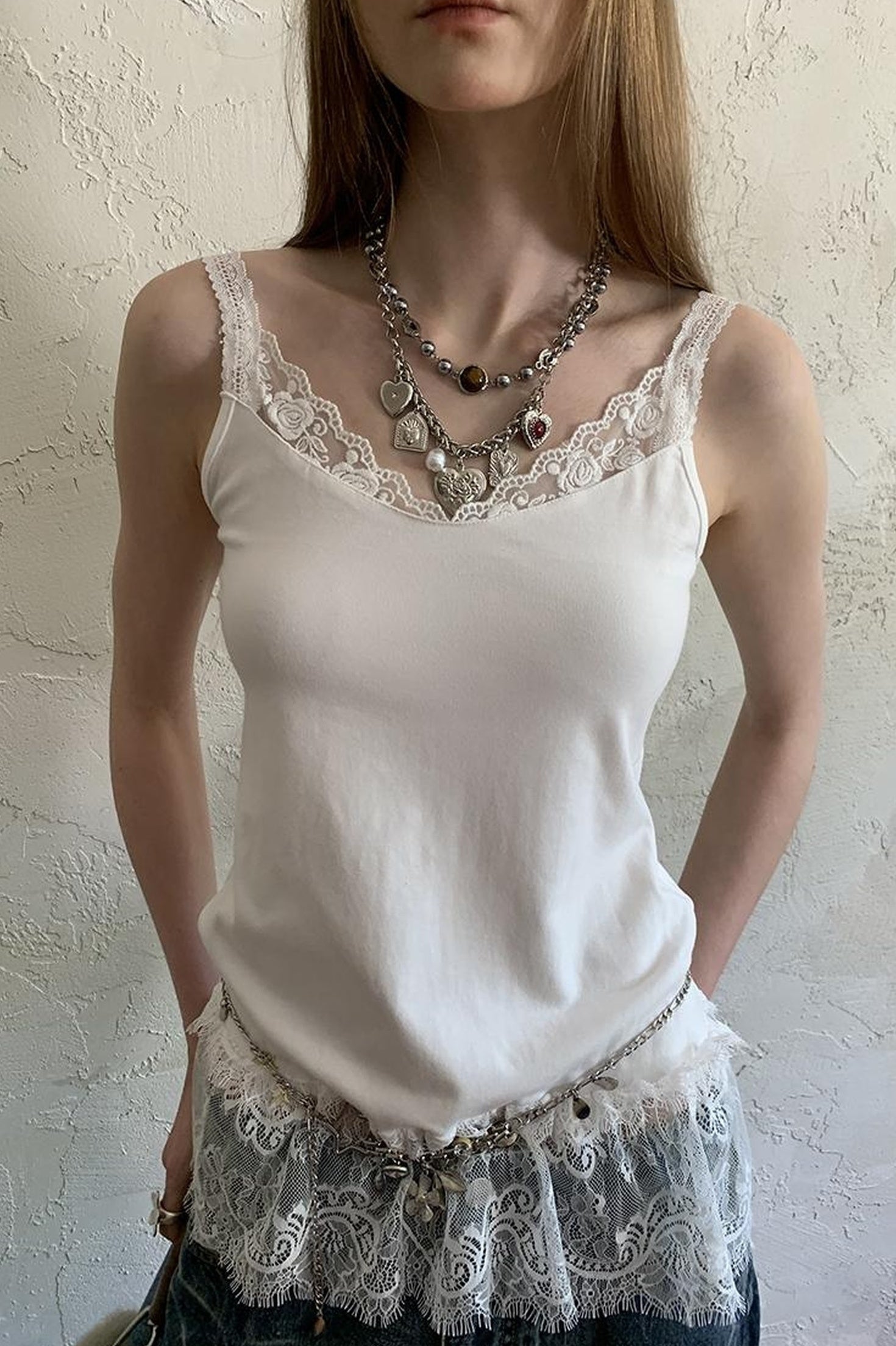 DIDDI MODA Lace Trimmed Modal Cotton Camisole