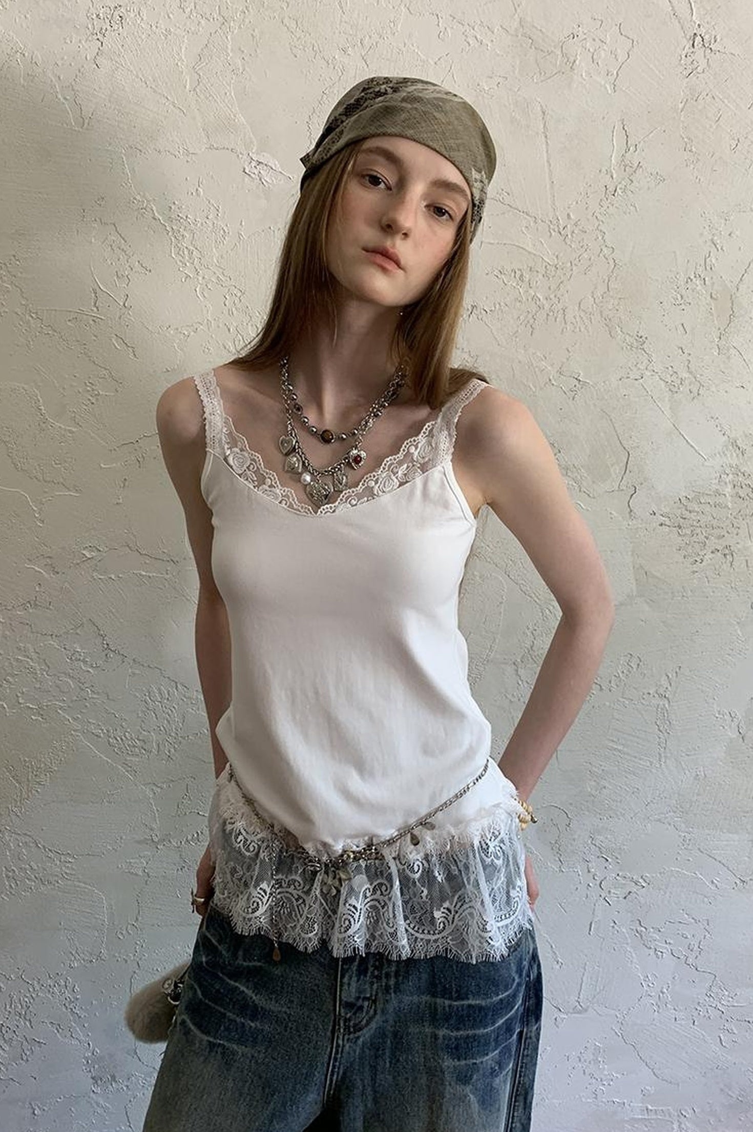DIDDI MODA Lace Trimmed Modal Cotton Camisole