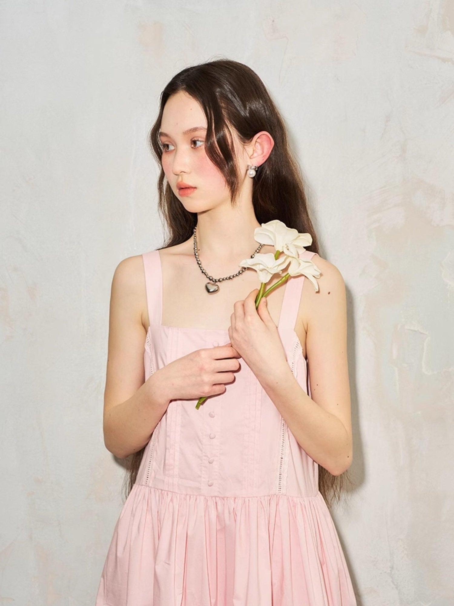 DIDDI MODA Lace Trimmed Square Neck A Line Sundress