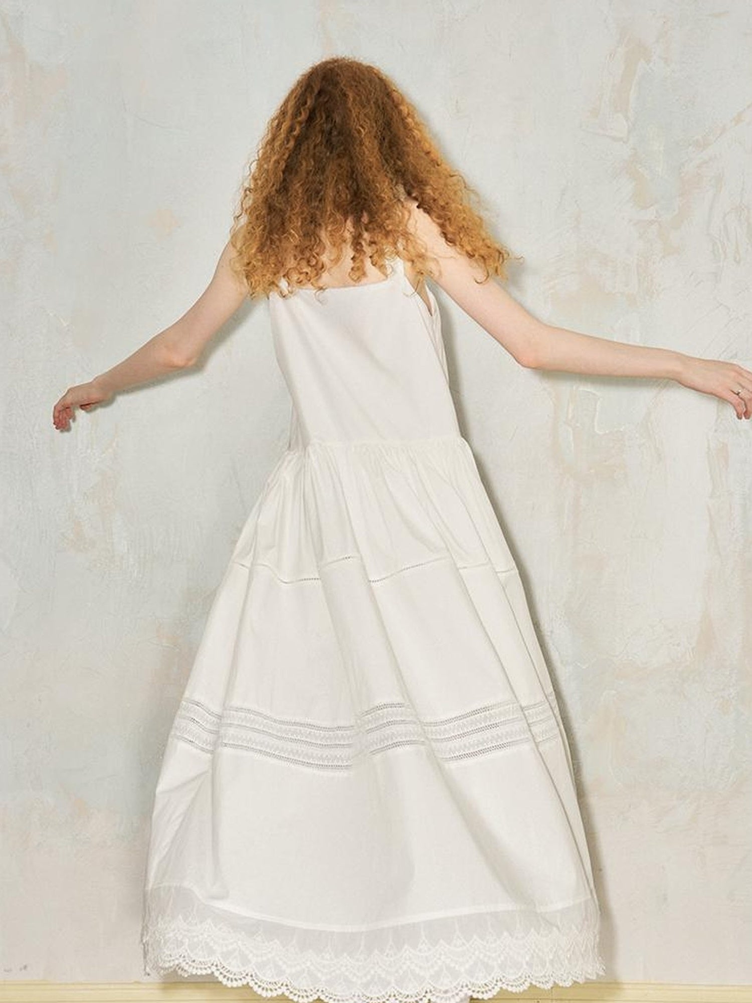 DIDDI MODA Lace Trimmed Square Neck A Line Sundress