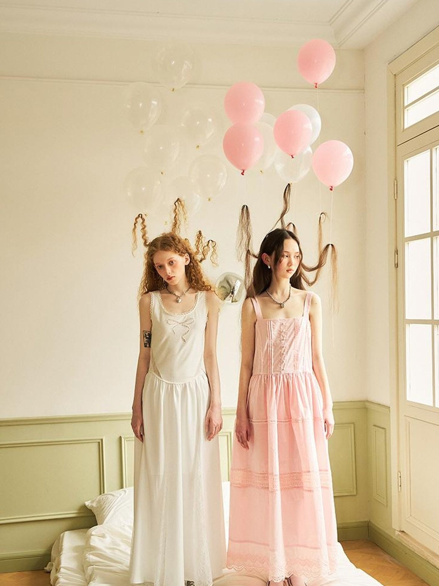 DIDDI MODA Lace Trimmed Square Neck A Line Sundress