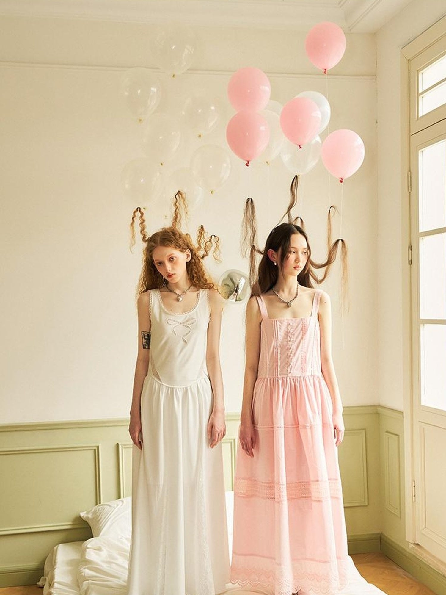 DIDDI MODA Lace Trimmed Square Neck A Line Sundress